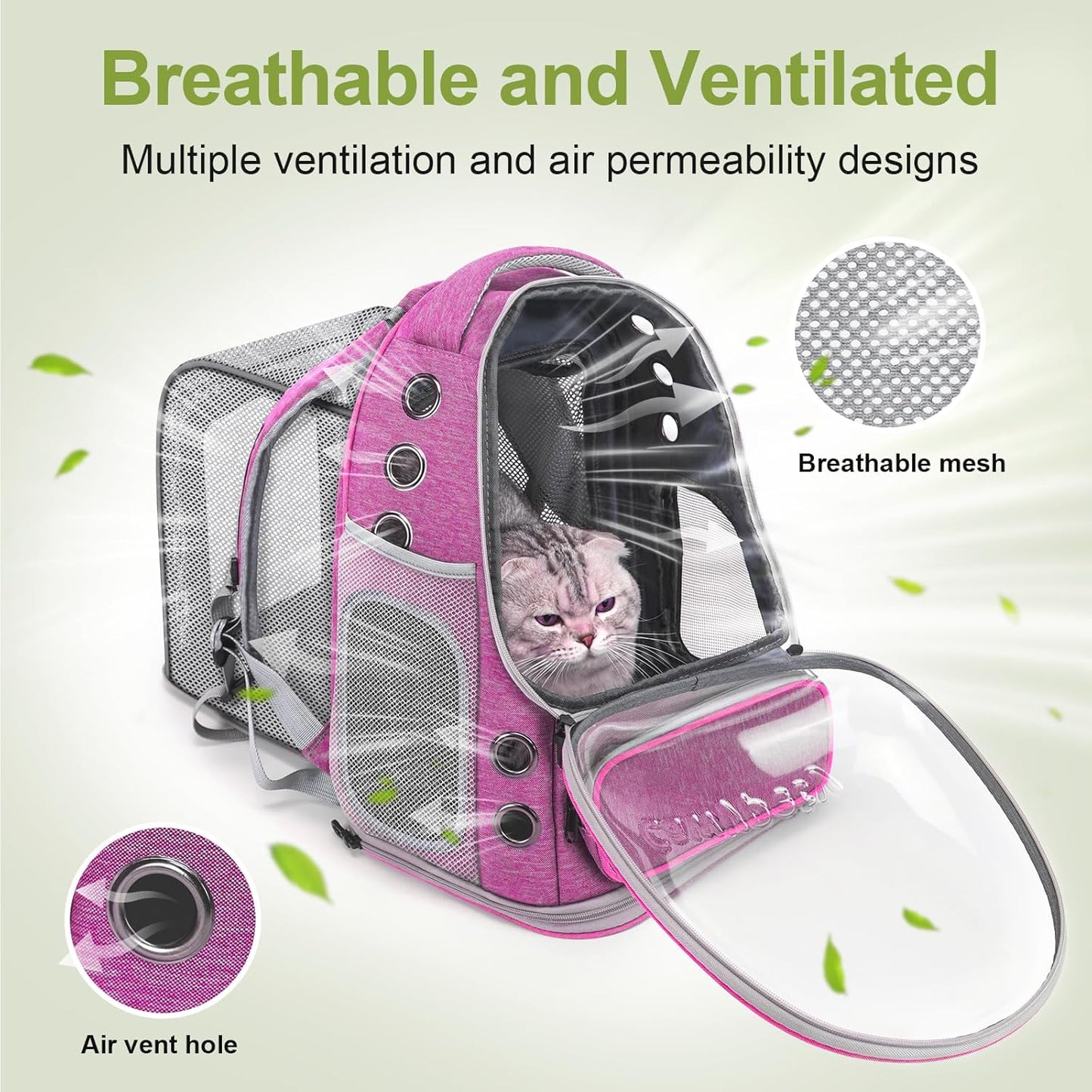 Expandable Cat Backpack,Cat Bubble Backpack Carrier for Carrying Cats, Pets and Small Dogs,Airline-Approved,Designed for Travel, Hiking, Walking,Car (Pink