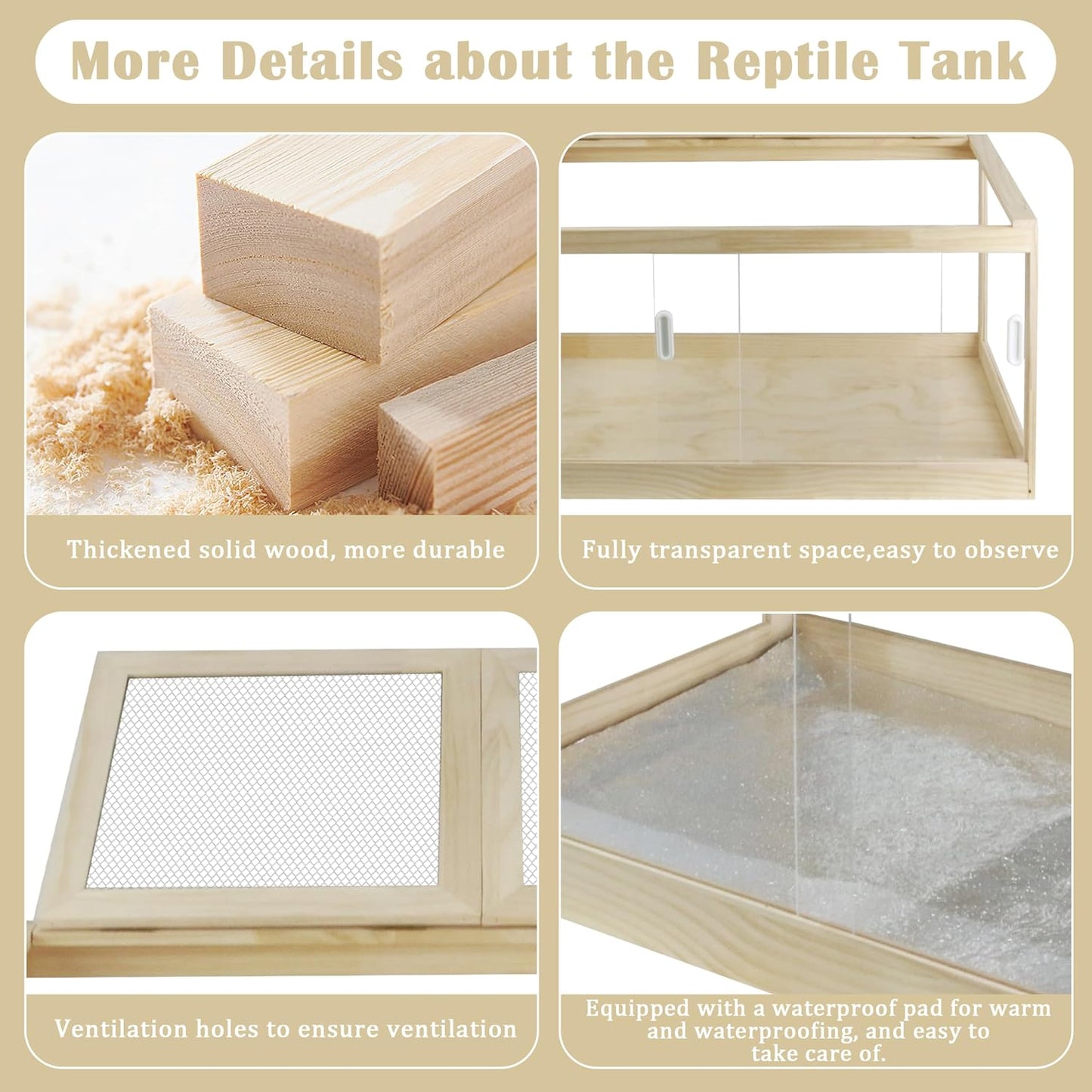 30 Gallon Bearded Dragon Tank, 32 * 16 * 16 Inch Reptile Tank, Lizard Terrarium with Sliding Door & Top Screen Ventilation, Suitable for All Types of Reptile, Snakes, Hamsters,