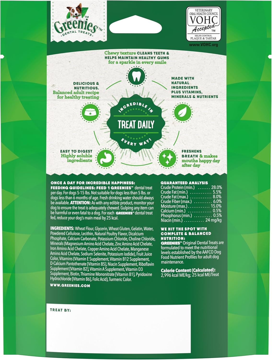 Greenies Original Teenie Natural Dental Care Dog Treats, 3 oz. Pack (11 Treats) (Pack of 2)