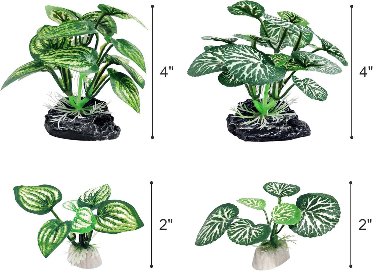 4PCS Aquarium Plants Betta Fish Tank Decorations Small Size Soft Faux Silk Aquarium for Hiding Fish Reptil