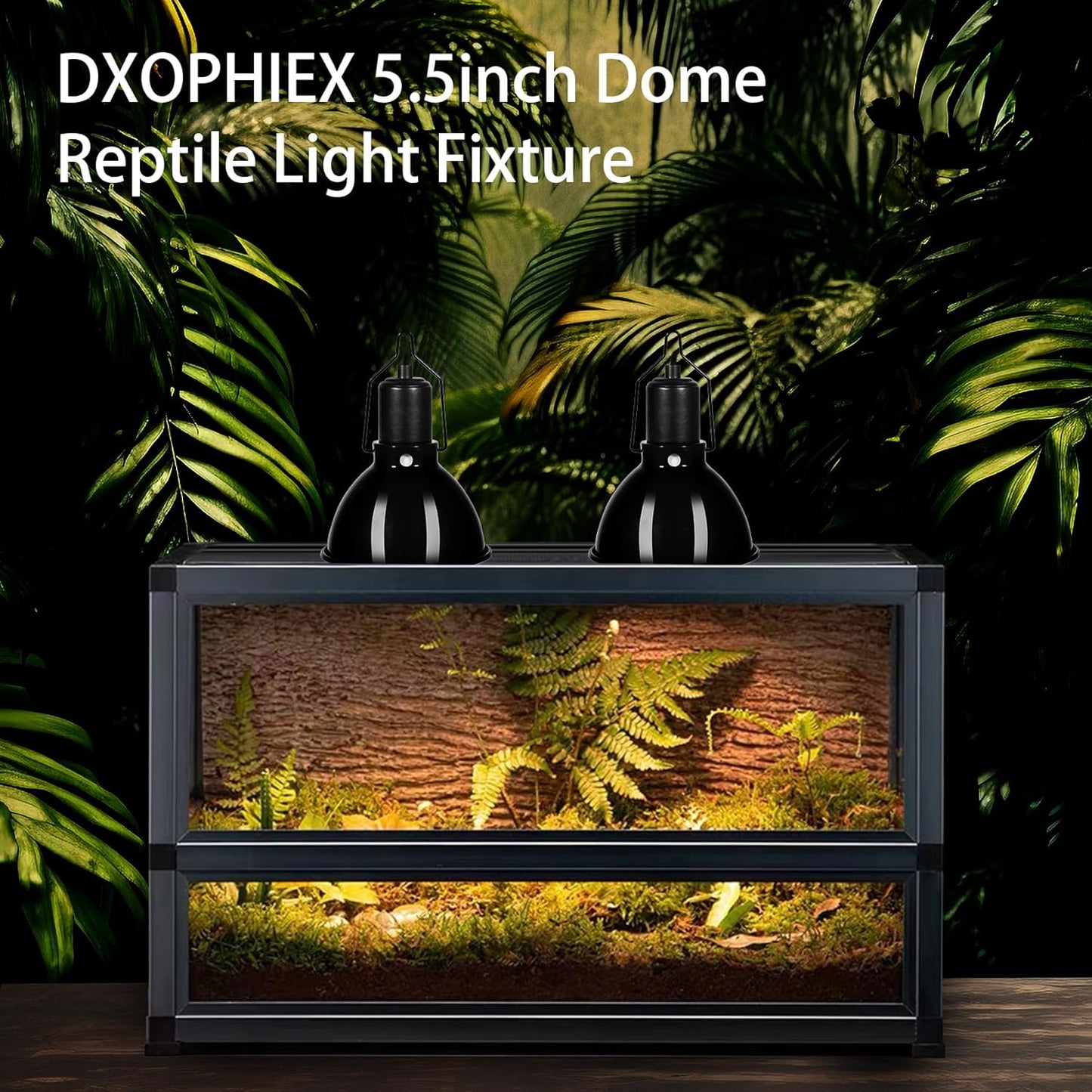 DXOPHIEX 5.5 inch Dome Reptile Light Fixture Reptile Heat Lamp UVB Light Fixture for Bearded Dragon, Lizard, Hermit Crab, Turtle Tank and Terrarium(Max 100W)
