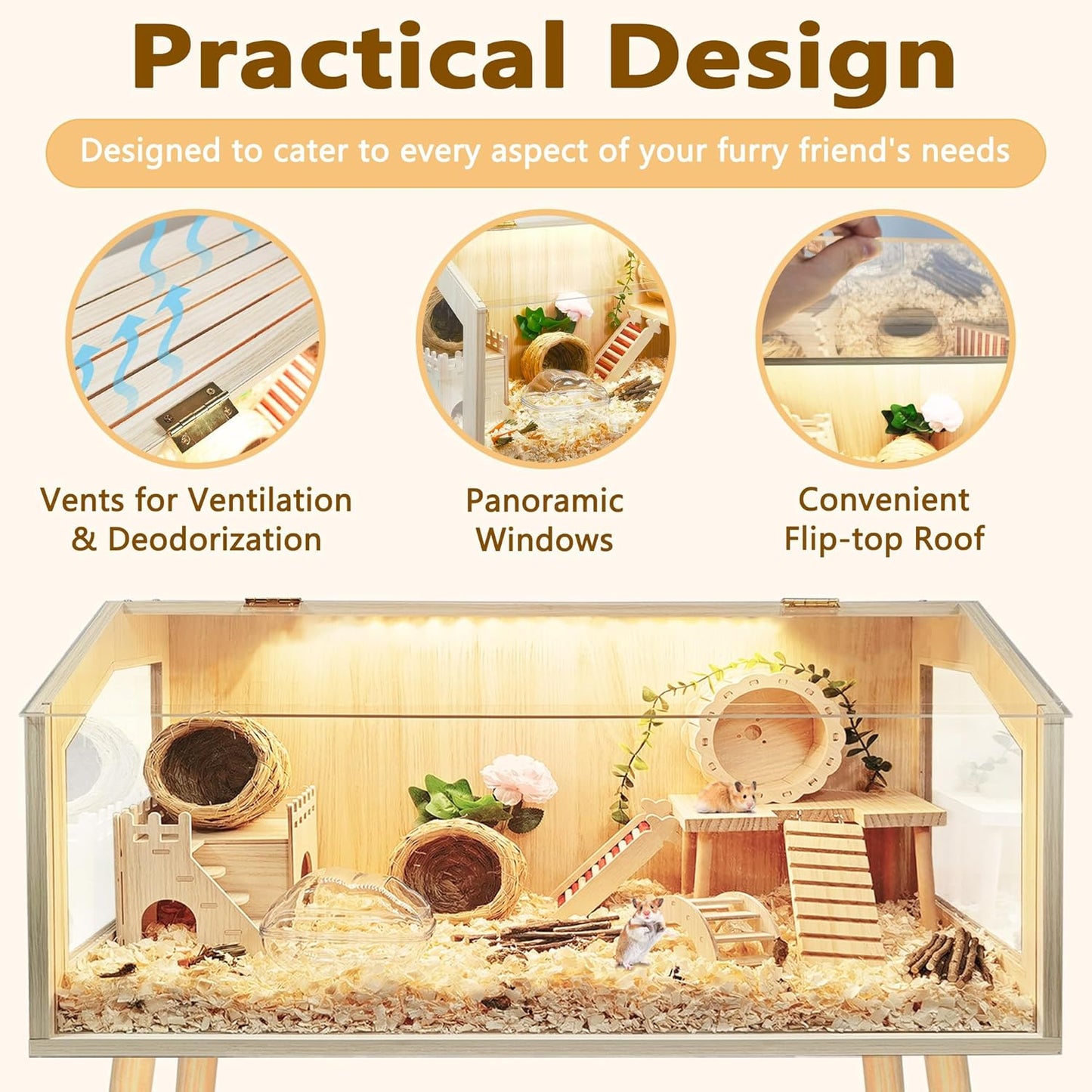 Prolee Hamster Cage with Legs, Guinea Pig Cages Chew Proof, Hamster House, Hamster Cages and Habitats, 48" L x 20" W x 47.6" H