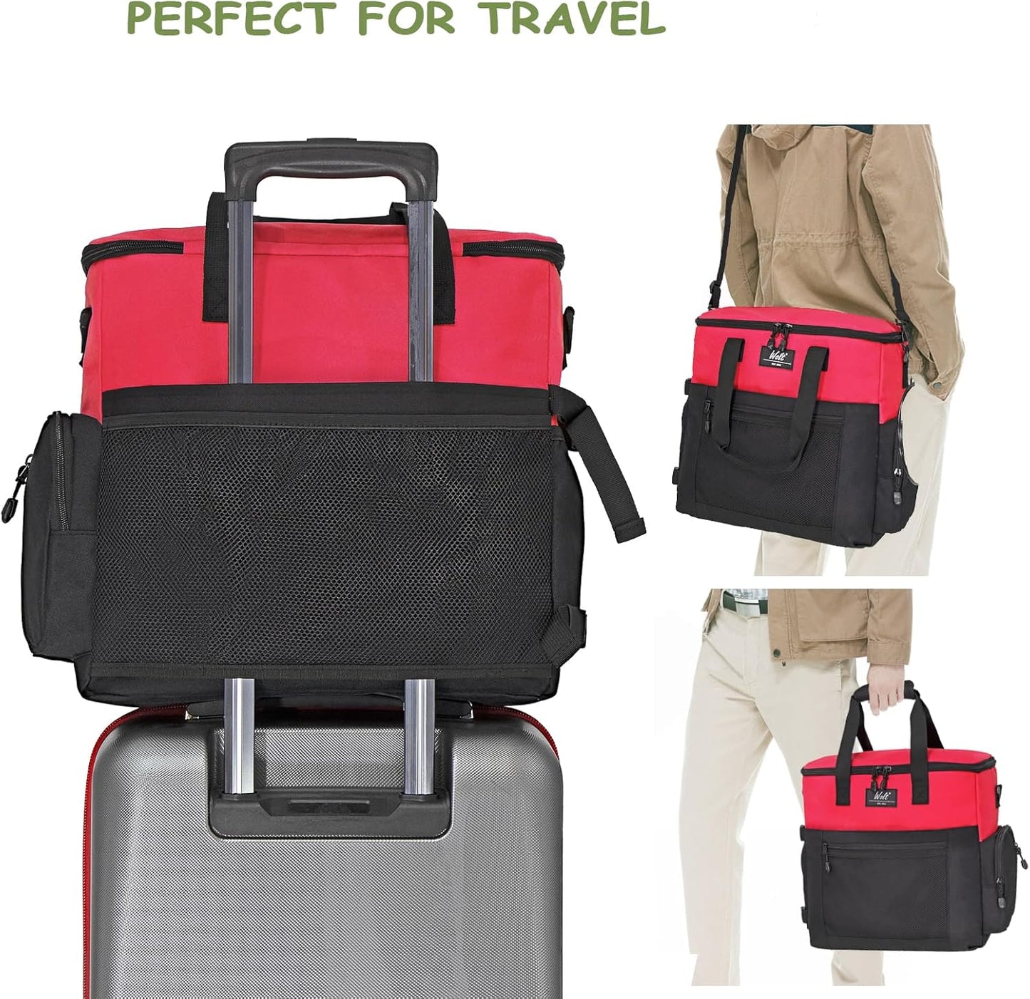 WOLT Dog Travel Bag Dog Bag for Traveling and Supplies with 2 Collapsible Bowls, 2 Food Containers, 1 Place Mat, Red