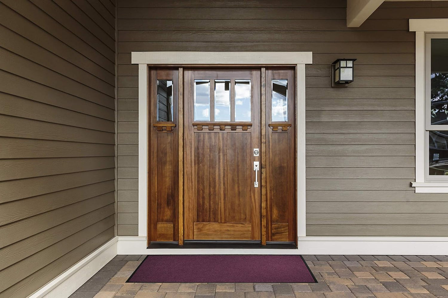 WaterHog Diamond | Commercial-Grade Entrance Mat with Rubber Border – Indoor/Outdoor, Quick Drying, Stain Resistant Door Mat (Medium Grey, 3' x 12')