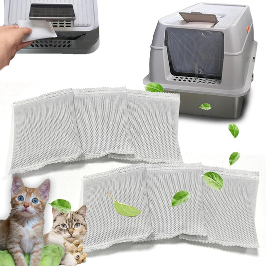 Activated Charcoal Odor Absorber Bags Compatible with OKSOTY Stainless Steel Cat Litter Box, Natural Coconut shell Charcoal Bags, Absorb Odors/Control Damp from Pets/Keep Home Fresh(6PCS)