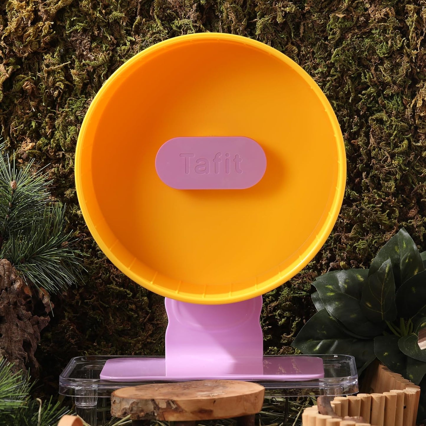 Silent Hamster Wheel 8.7 Inch Dual-Bearings Small Animals Quiet Running Exercise Wheels, Height Adjustable for Dwarf Hamsters, Gerbils, Mice, Hedgehog, or Other Small Pets,Passionfruit Yellow