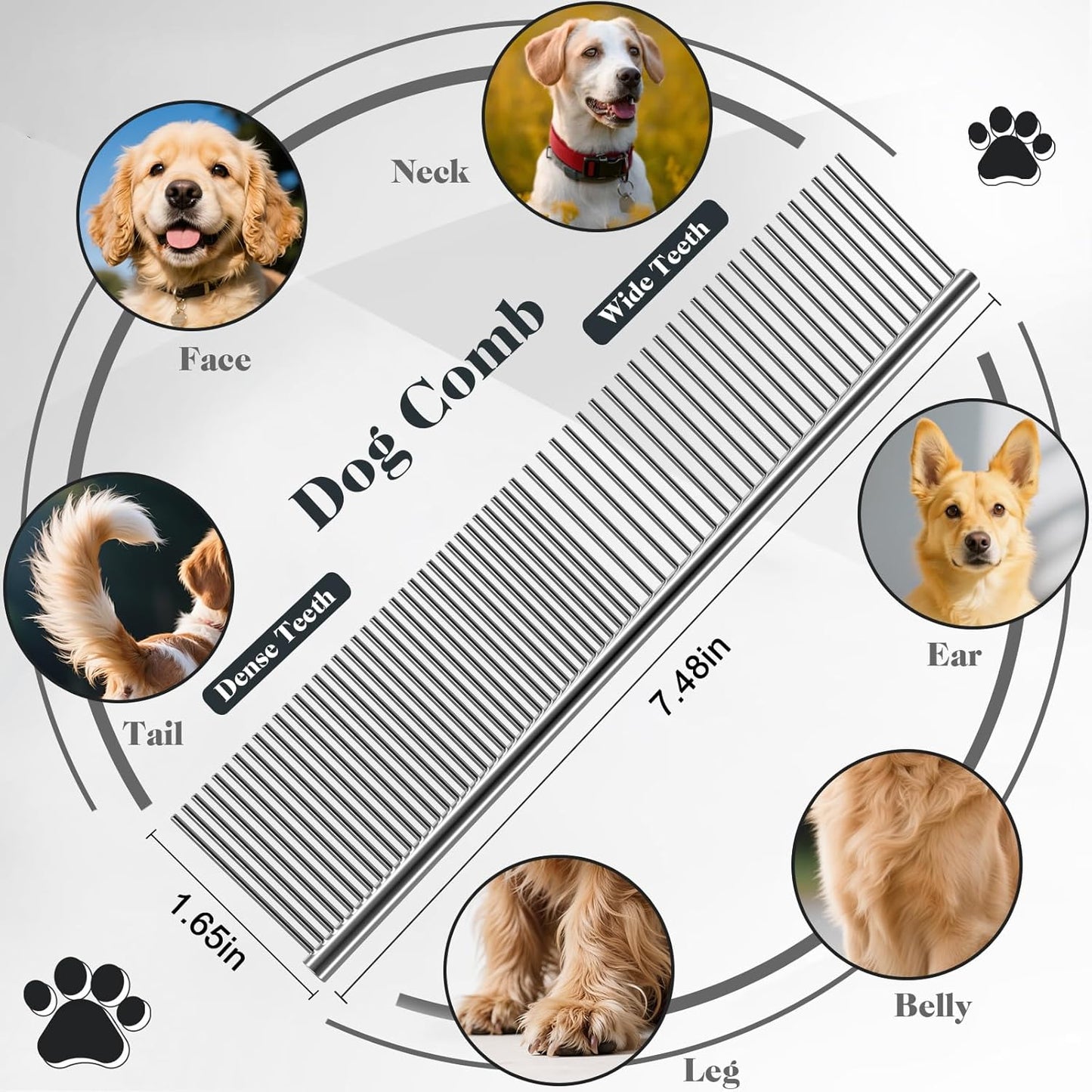 2PCS Slicker Brush for Dogs & Pet Comb,Professional Dog Grooming Brush (Goldendoodles,Poodles,Labradoodles) with Extra Long Pins to Effectively Remove Tangles, Knots and Mats (Black)