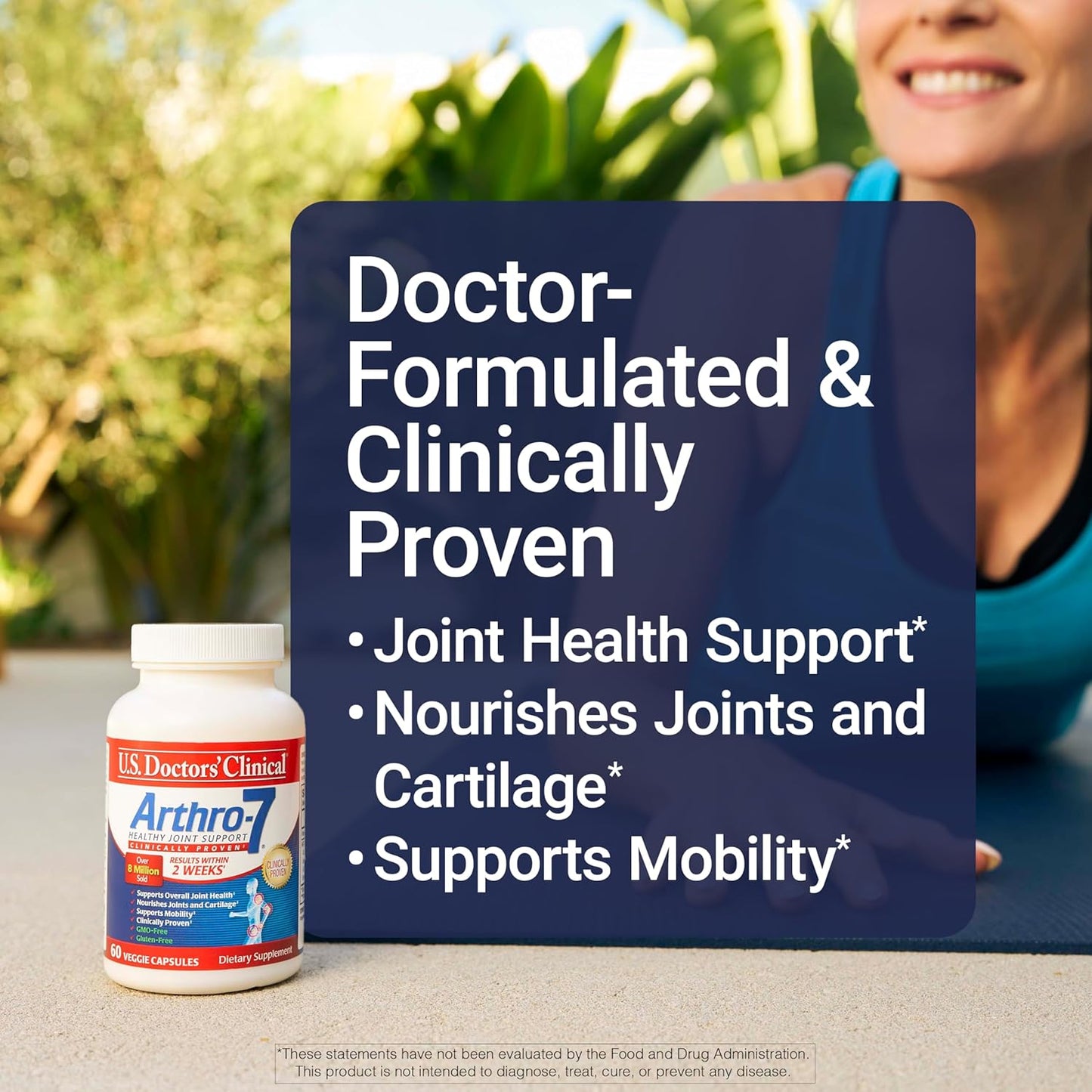 U.S. Doctors’ Clinical Arthro-7 - Clinically Proven Joint Support Complex with Turmeric, MSM, Collagen, Bromelain for Flexibility, Mobility, and Strong Cartilage - 60 Capsules - 15/30-Day Supply