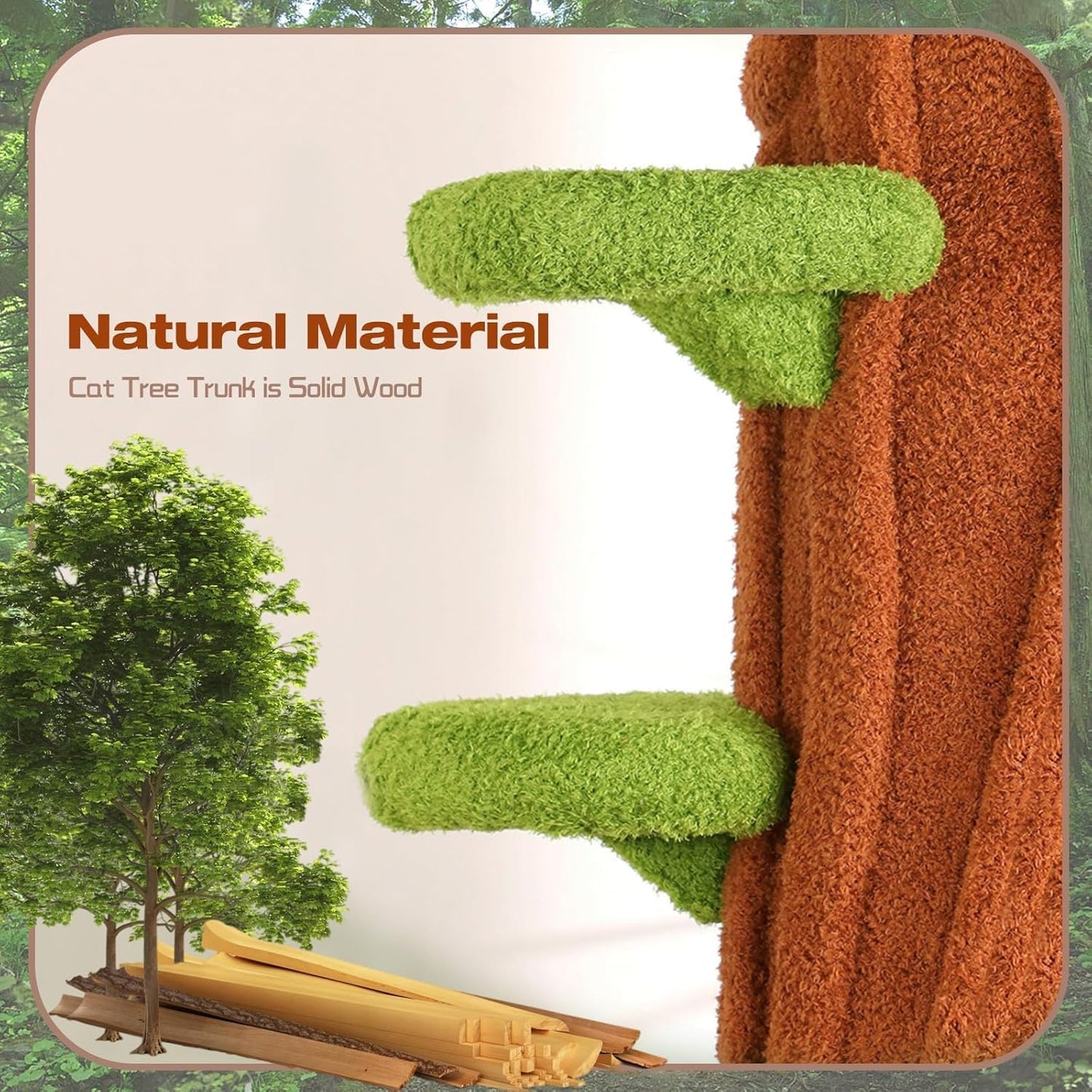 Extra Large Cat Tree Tower,90.55" Tall Forest Theme Cat Condo for Indoor Cats,Multi-Level Luxury Huge Cat Condo with Scratching Mats,Removable Mats,Heavy Duty House with Toys for Multi-Cat Household