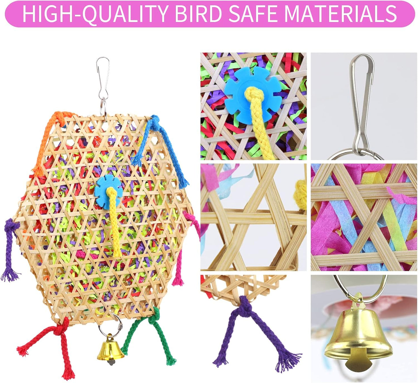 Bird Parrot Toys,2 Pack Bird Hanging Foraging Shredder Toys for Small Medium Small Bird Conure Cockatiel Parrotlet Lovebird Budgie