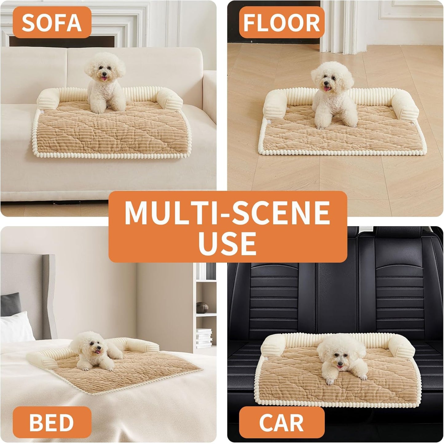 HAOMAIJIA Dog Couch Bed for Small Dogs, Non Slip Pet Couch Covers for Sofa Thick Soft Washable Dog Couch Cover Protector All Seasons Universal Dogs and Cats Bed Mat (Khaki, Small)