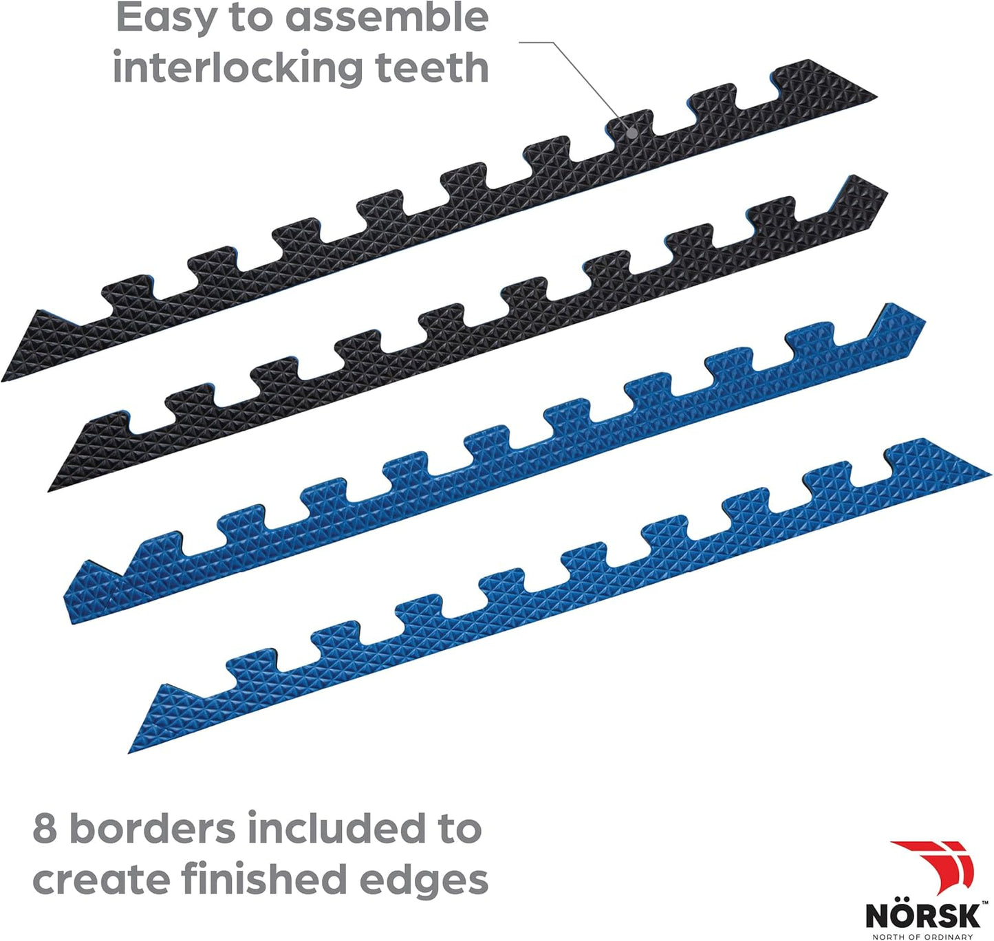 Norsk Reversible Gym Exercise Mats 3/4" Thick EVA Interlocking Foam Tiles, Perfect Gym Flooring for Home Gym, 16 Tiles & 32 Trim Pieces, 64 Sq. Ft. Reversible, Dazzling Blue/Black