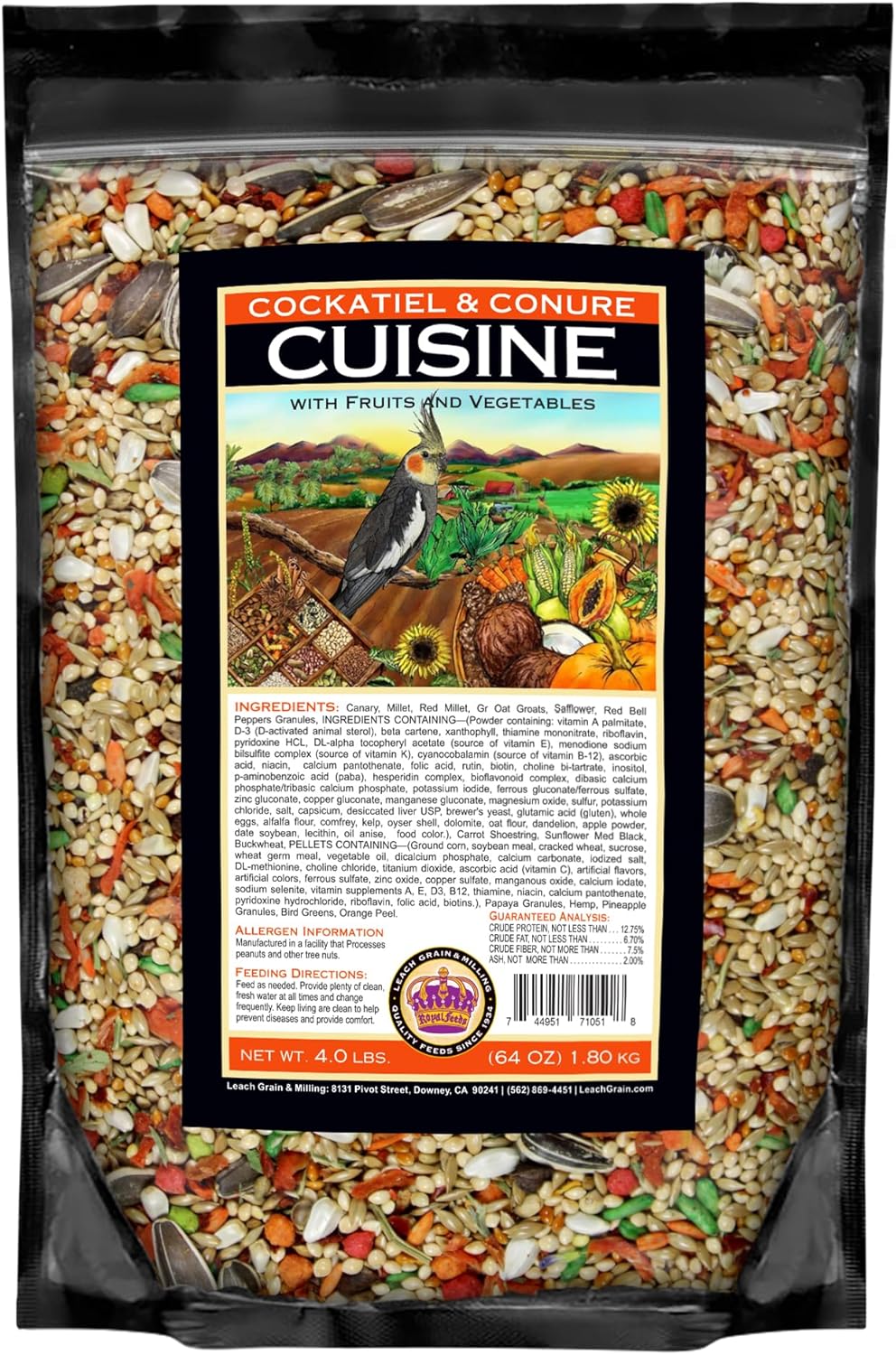 Cockatiel & Conure Cuisine 4 Lbs, Cockatiel & Conure Bird Seed, Nutrient-Rich Mixed Birdseeds, Bird Food for Cockatiels, Natural Mixed Seeds for Other Small Parrot, Daily Energy Growth & Balanced Diet