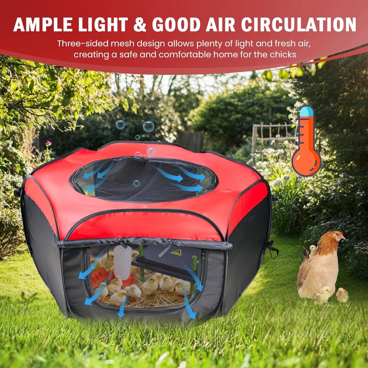 Chicken Brooder Box for Chick Starter Kit - 10 * 12inch Brooder Heating Plate Chick Brooder Pen/Baby Chicken Brooder Box 4-in-1 Bundles with Chicken Feeder, Waterer (Brooder Set)