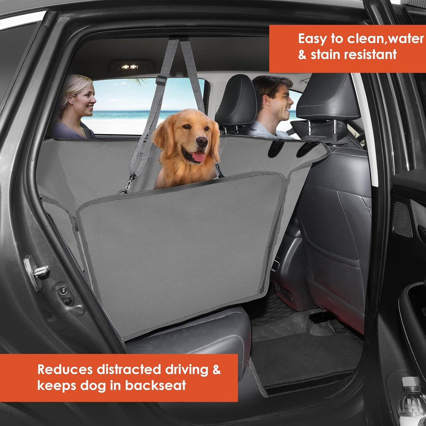njnj Dog Car Seat Cover for Back Seat - Waterproof Dog Half Hammock for Cars,Scratchproof Pet Backseat Protector,Perdurable,Non-Slip Booster Seat for Small,Medium and Large Dogs