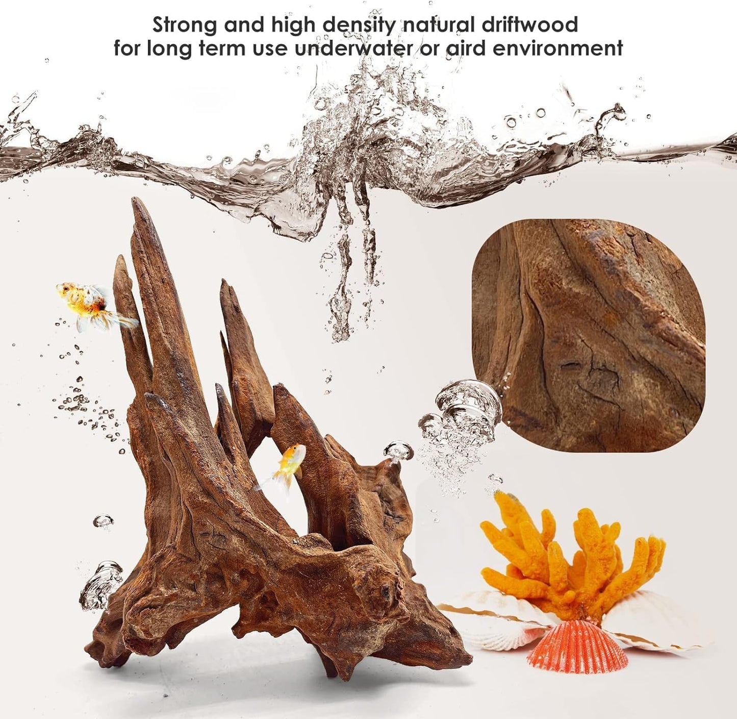 Natural Aquarium Driftwood for Fish Tanks & Reptile Terrariums – Safe Fish Tank Decorations, Unique Twisted Branches 2-Piece 10-14 Inch Low Tannin, Easy to Sink