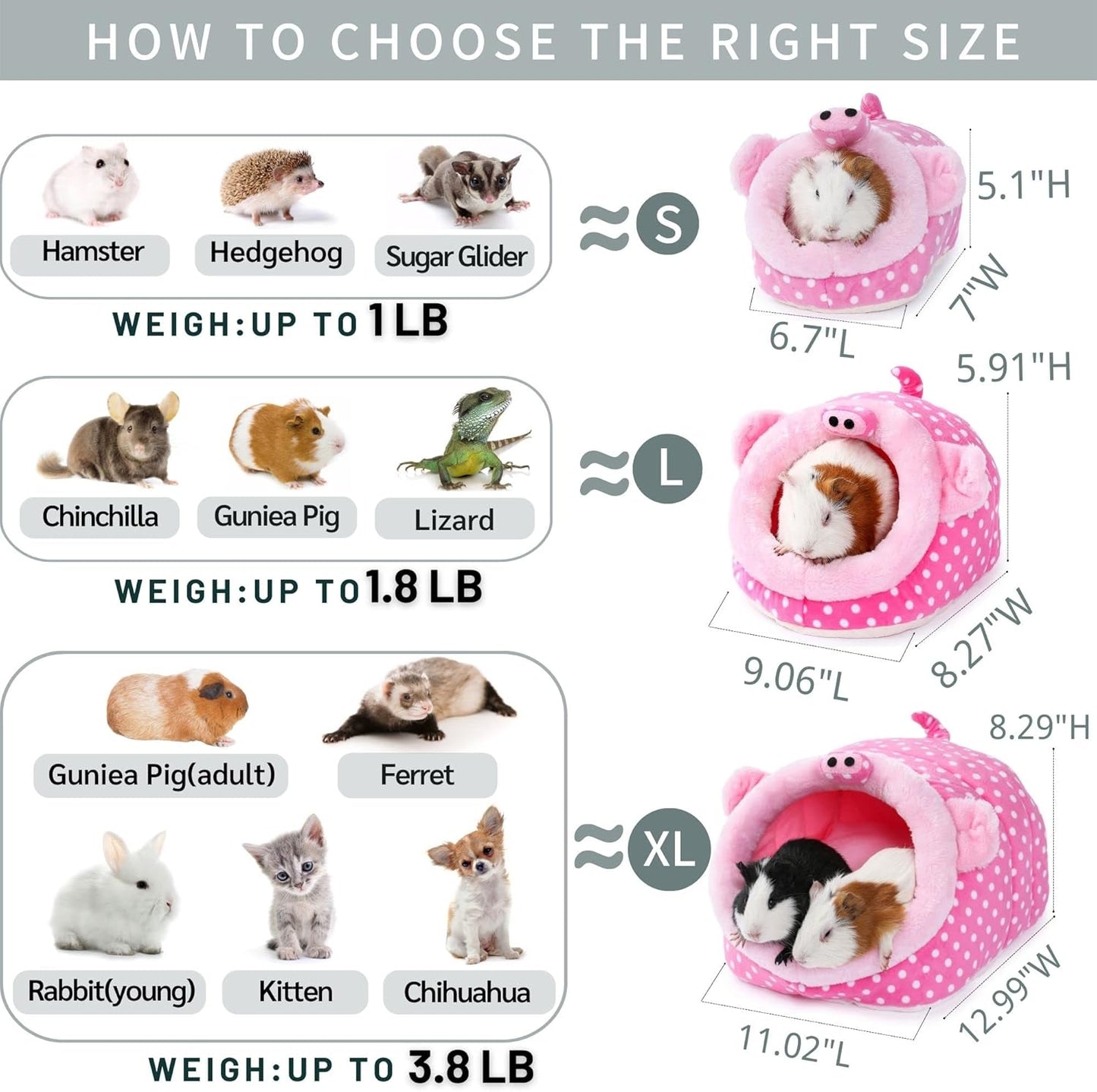 JanYoo Animal Bed Guinea Pig Accessories Cage Habitat Toy Hideout House Washable