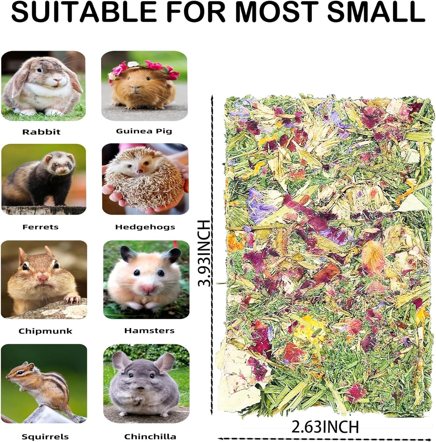 Rabbit Toys 20 Pack Bunny Toy Bunny Chew Toy Guinea Pig Treats Timothy Hay Toys Chips with Herbal Flowers Timothy Hay Grass Hamster Snacks Chinchillas Gerbils for Small Animals Teeth