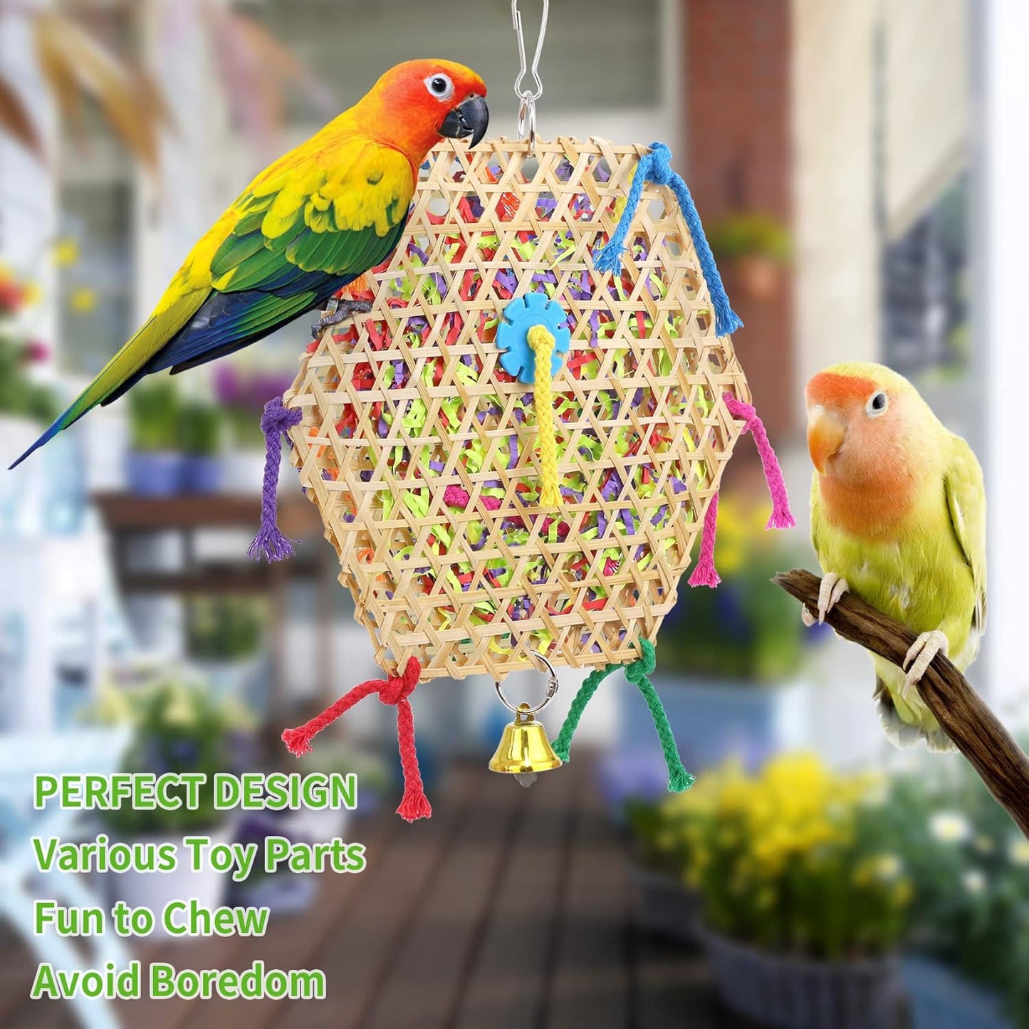 Bird Parrot Toys,2 Pack Bird Hanging Foraging Shredder Toys for Small Medium Small Bird Conure Cockatiel Parrotlet Lovebird Budgie