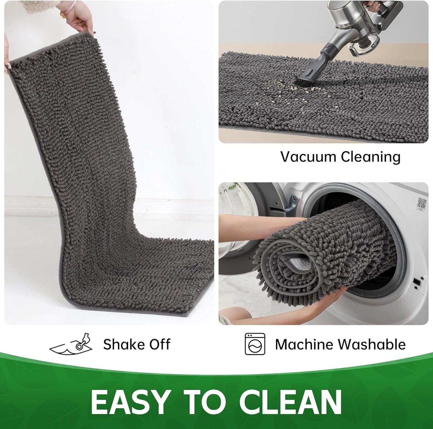 Dog Door Mat Indoor Entrance, 60" x 24" Absorbent & Quick-Drying Mud Rugs, Non-Slip Door Rugs for Entryway Indoor Washable, Soft Chenille Dog Mat for Muddy Paws