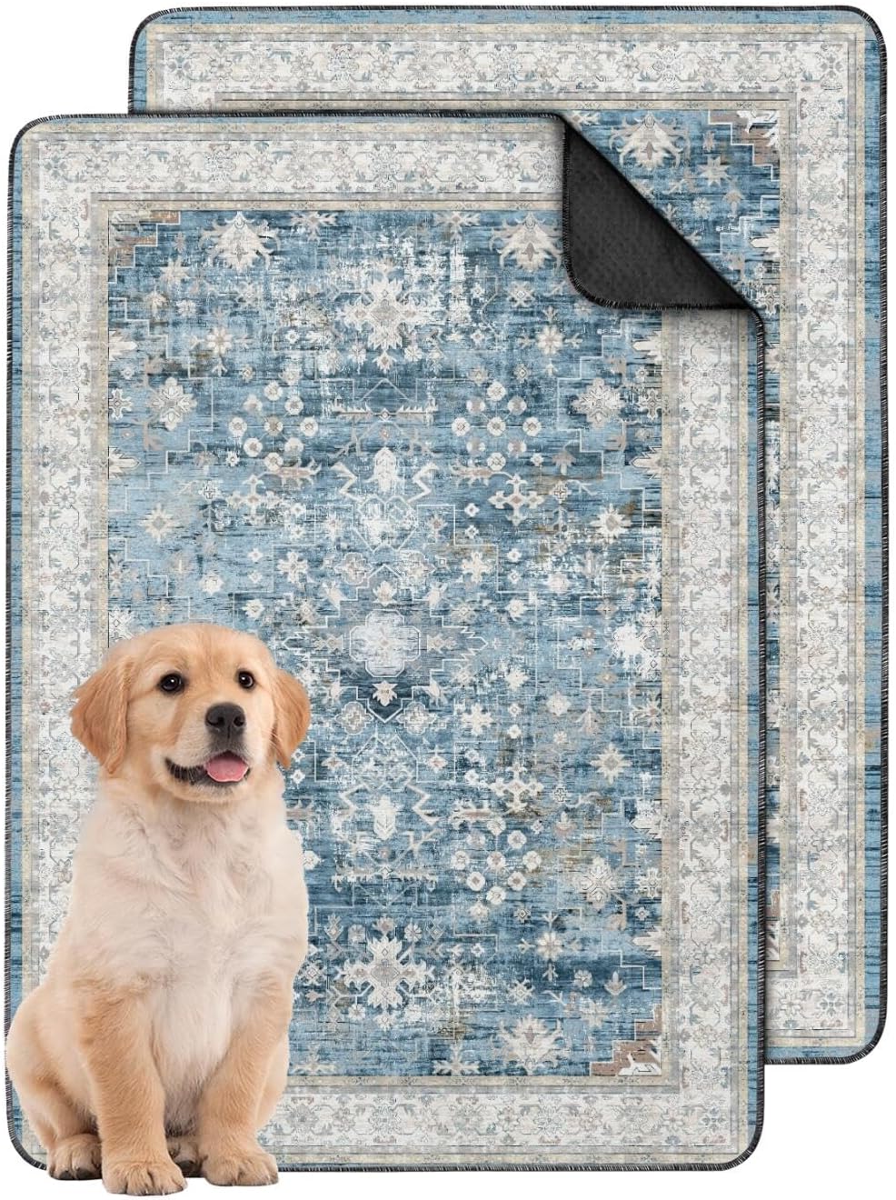 Washable Pee Pads for Dogs 2 Pack, Absorbent Reusable Puppy Pads Waterproof, Leakproof & Non-Slip Whelping Pad, Potty Training Pads for Dogs Playpen Mat 24x36