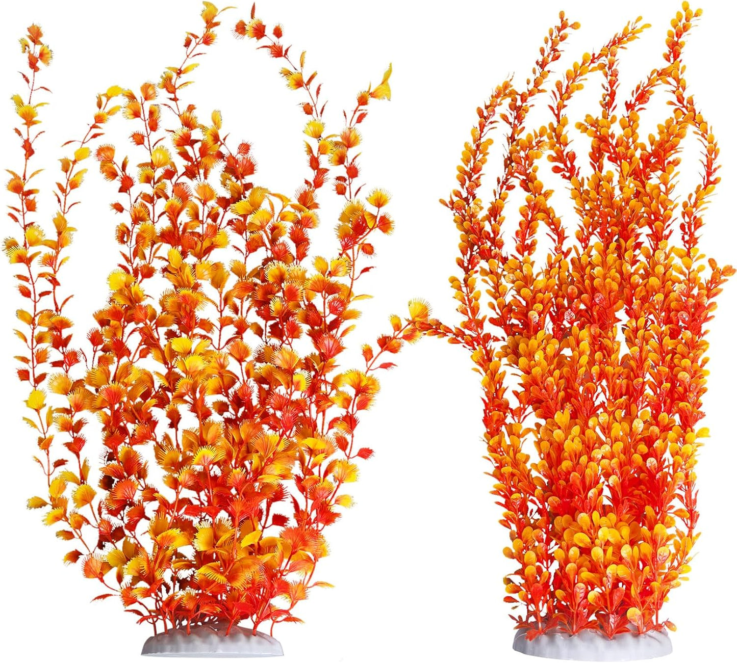 Hamiledyi Aquarium Plastic Plants Aquarium Decor Artificial Fish Tank Plants,Tall Fish Tank Decorations, Extra Large Aquarium Plant 23.6-inch Tall,2PCS(Orange Style B)