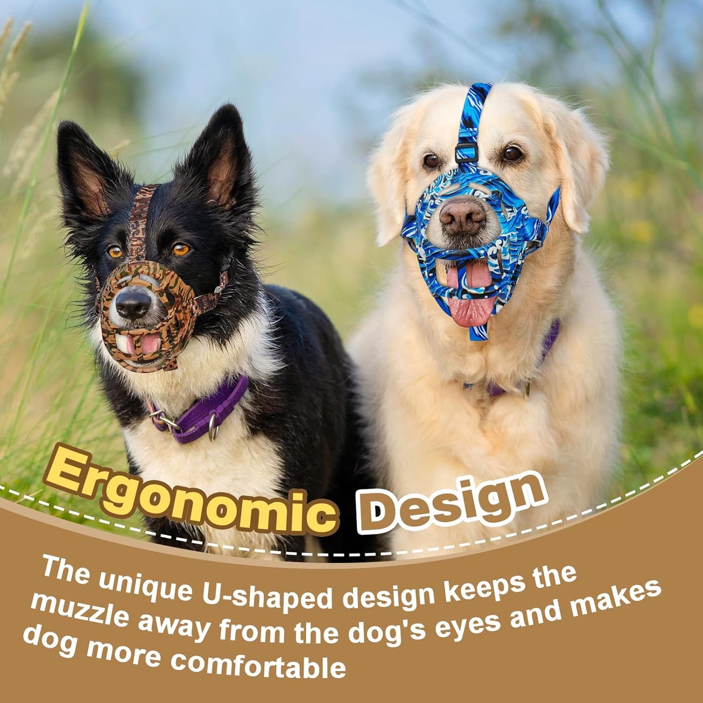 Basket Muzzle to Prevent Biting, Dog Muzzle for Large Medium Small Dogs Allows Panting Drinking Anti Chewing, Perfect for Grooming Trimming Training and Aggressive Reactive Dogs (Brown, Size 1)