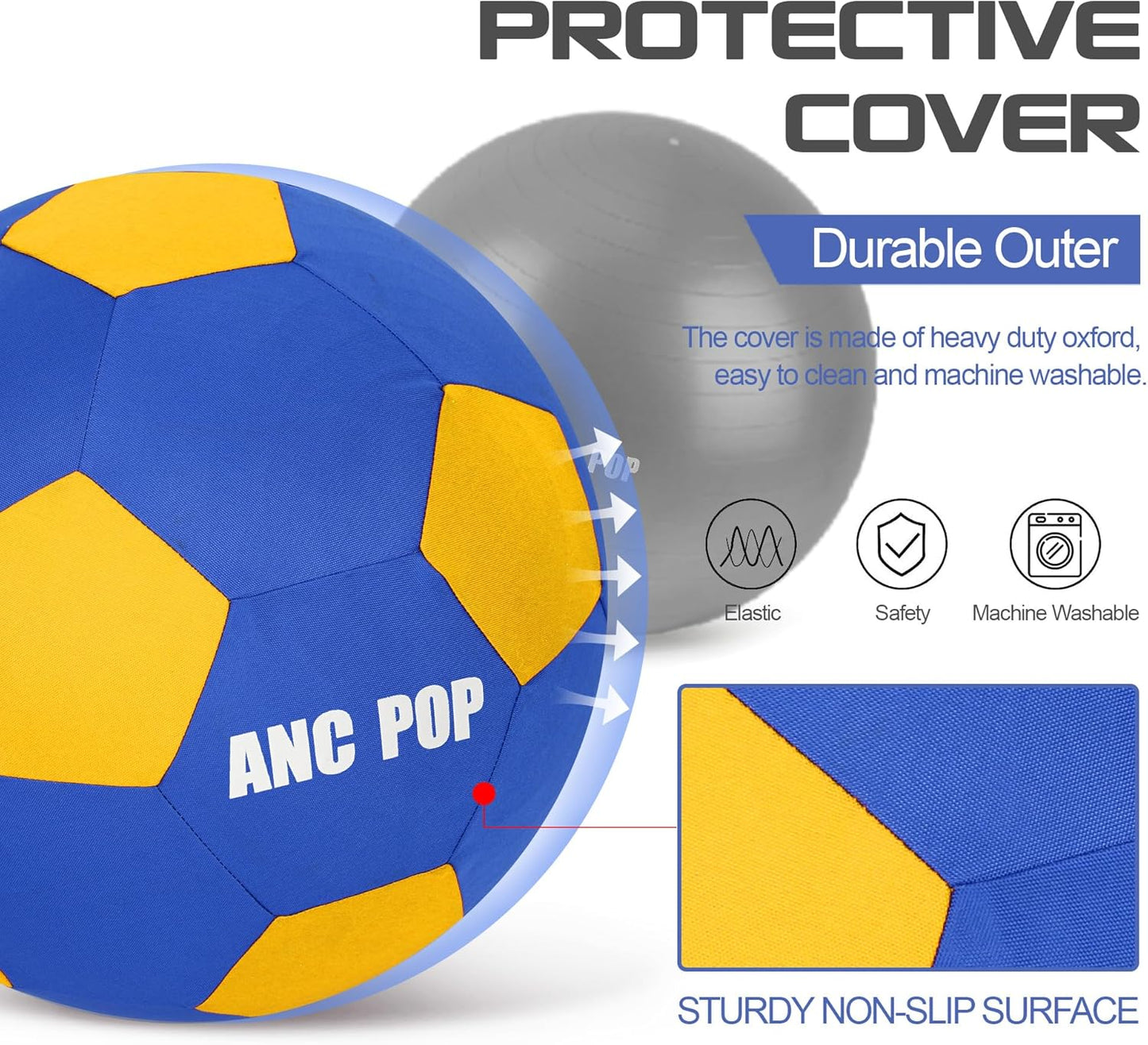 Herding Ball for Dogs & Horses - 20" Large Blue & Yellow Ball with Hand Pump