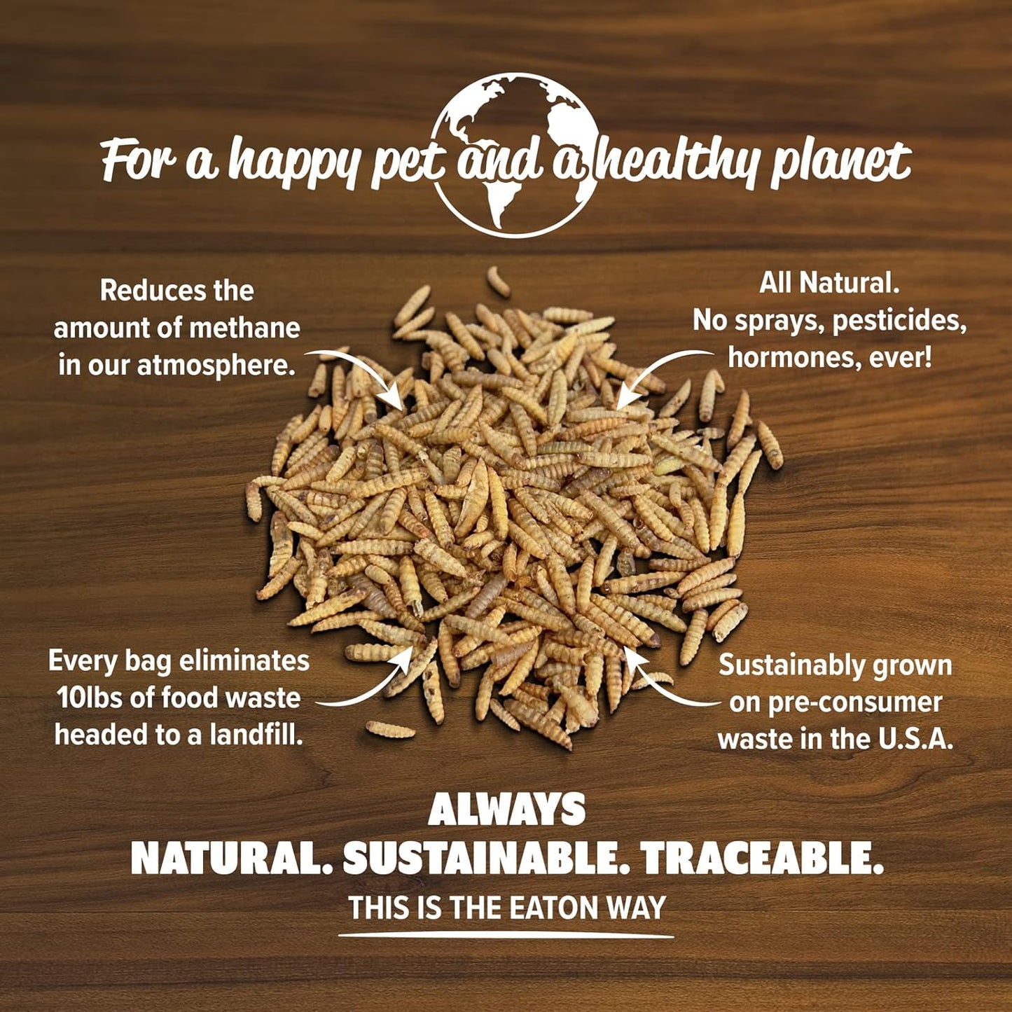 Eaton Pet and Pasture Premium Grubs, USA Grown Dried Black Soldier Fly Larvae, High Calcium Treat for Chickens, Ducks, Wild Birds (5 LB)