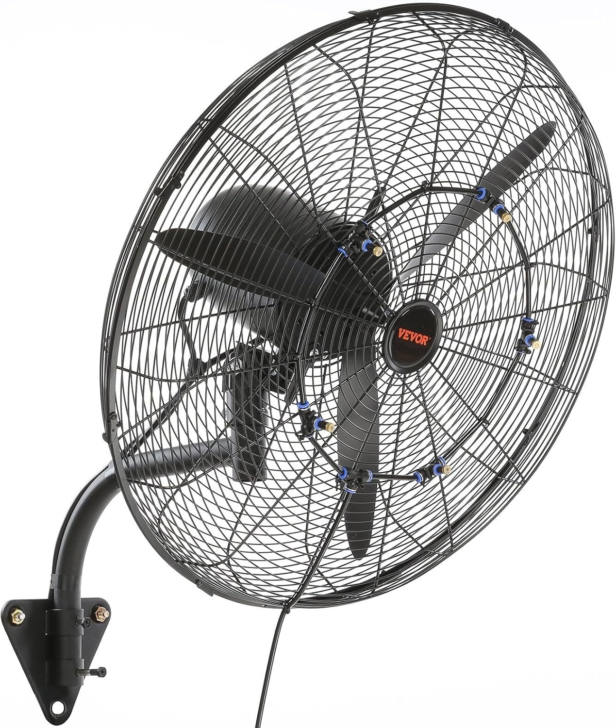 VEVOR 24 Inch 3-Speed 7000 CFM Black Waterproof Wall Mount Oscillating Fan