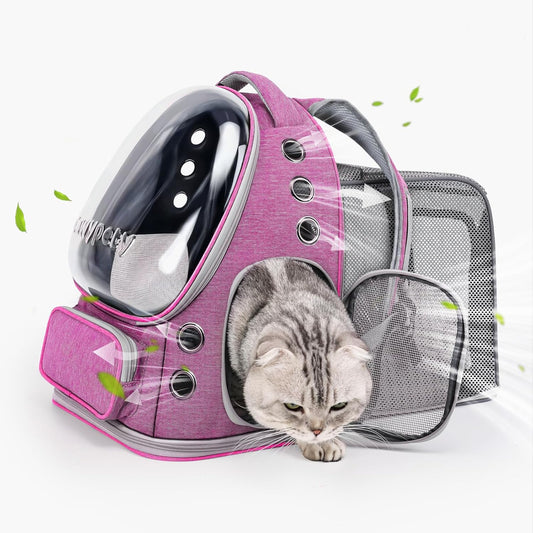 Expandable Cat Backpack,Cat Bubble Backpack Carrier for Carrying Cats, Pets and Small Dogs,Airline-Approved,Designed for Travel, Hiking, Walking,Car (Pink
