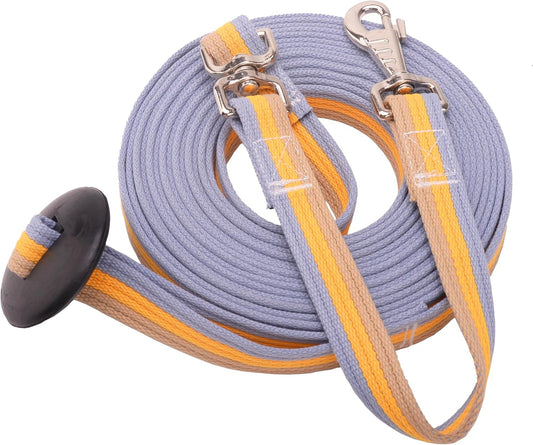 Cord Cotton Lunge Line with Rubber Stop,Equine Lunge Line for Horses with Swivel Bolt Snap,24 ft (Contrasting Colors, 24ft)