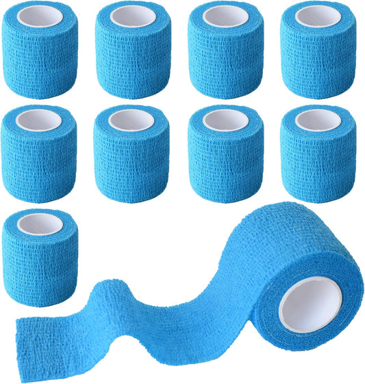 9 Pack 2" x 5 Yards Self Adhesive Bandage Wrap Self Stick Wrap for Ankle, Wrist, Finger, Sports, Breathable Cohesive Vet Tape for Pets (Light Blue)