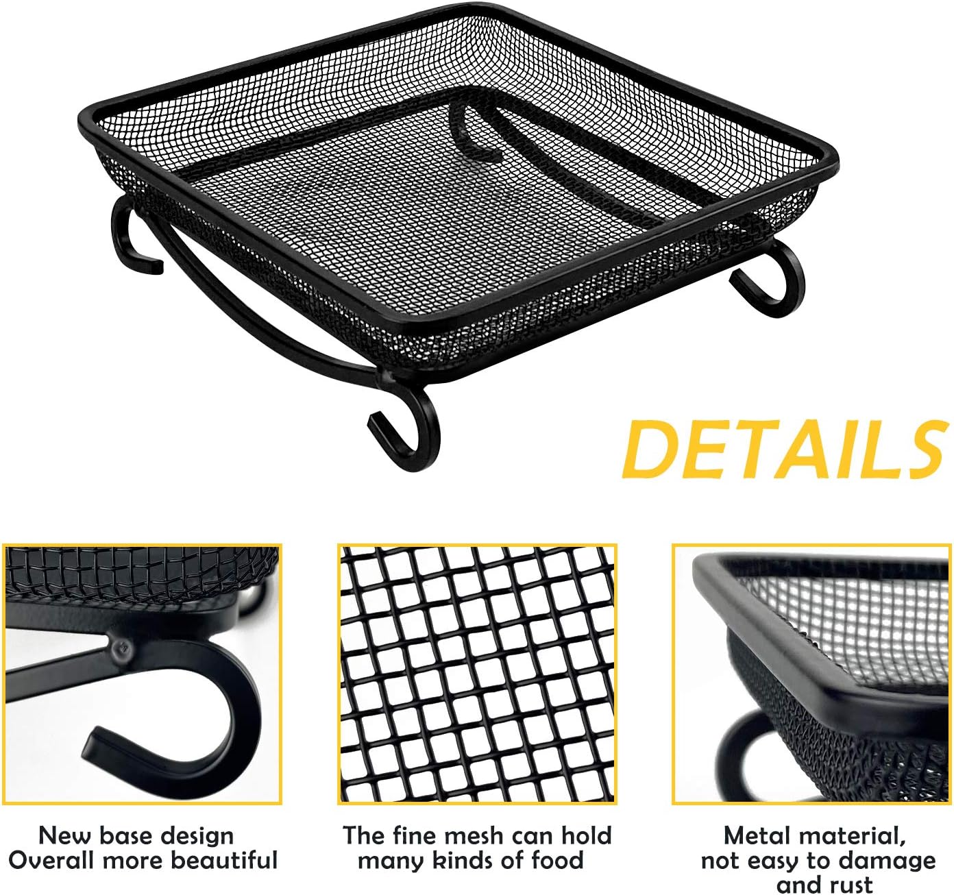 MIXXIDEA Ground Bird Feeder Tray, Metal Platform Mesh Seed Tray for Bird Feeders, Great Attracting Garden Yard Decoration for Wild Birds Squirrels Dove (1 Pack)
