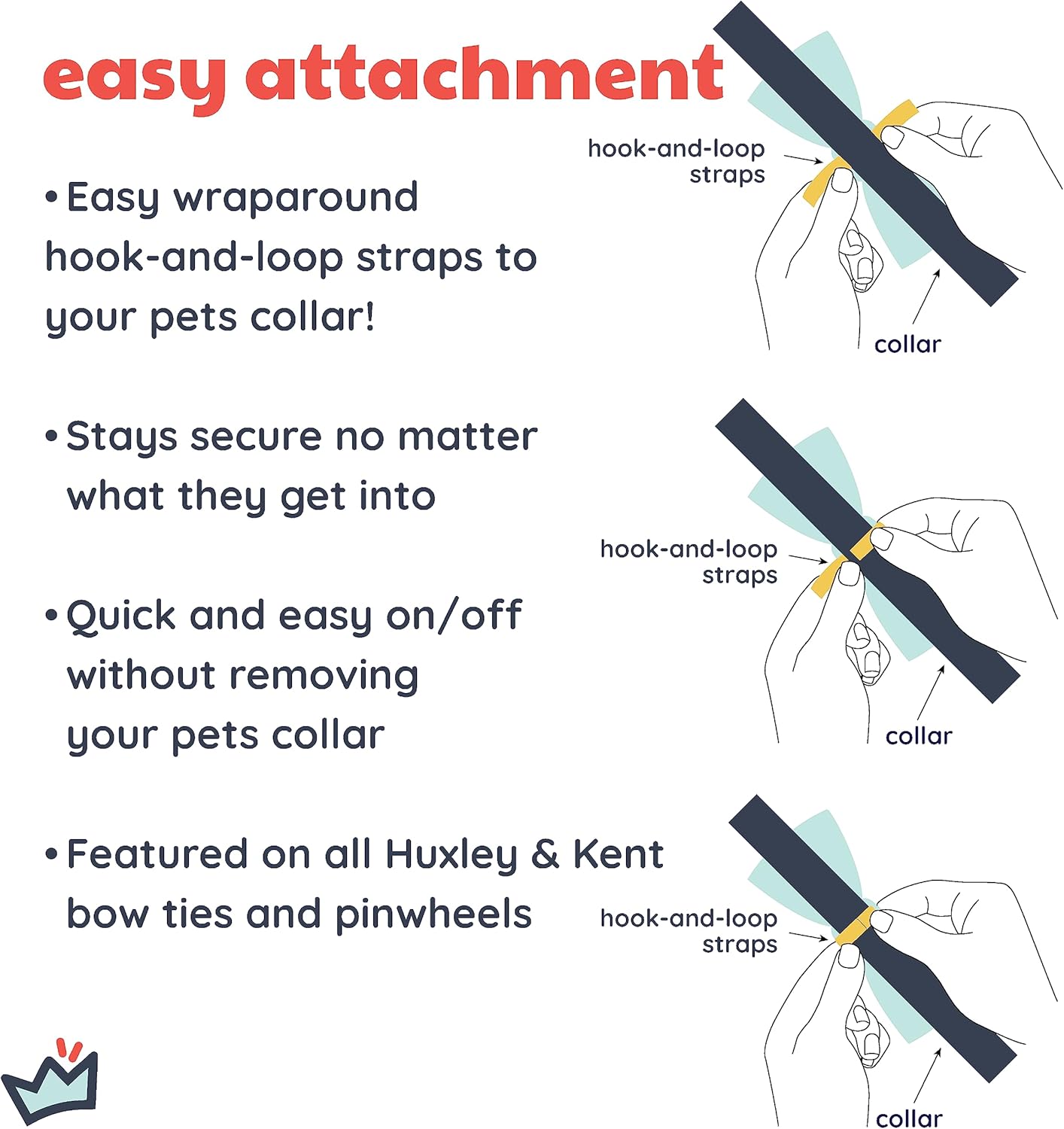 Huxley & Kent Pet Bow Tie for Dogs & Cats - Adjustable Hook & Loop Collar Accessory - Cute & Comfortable for Holidays & Celebrations - Navy Check, Extra-Large