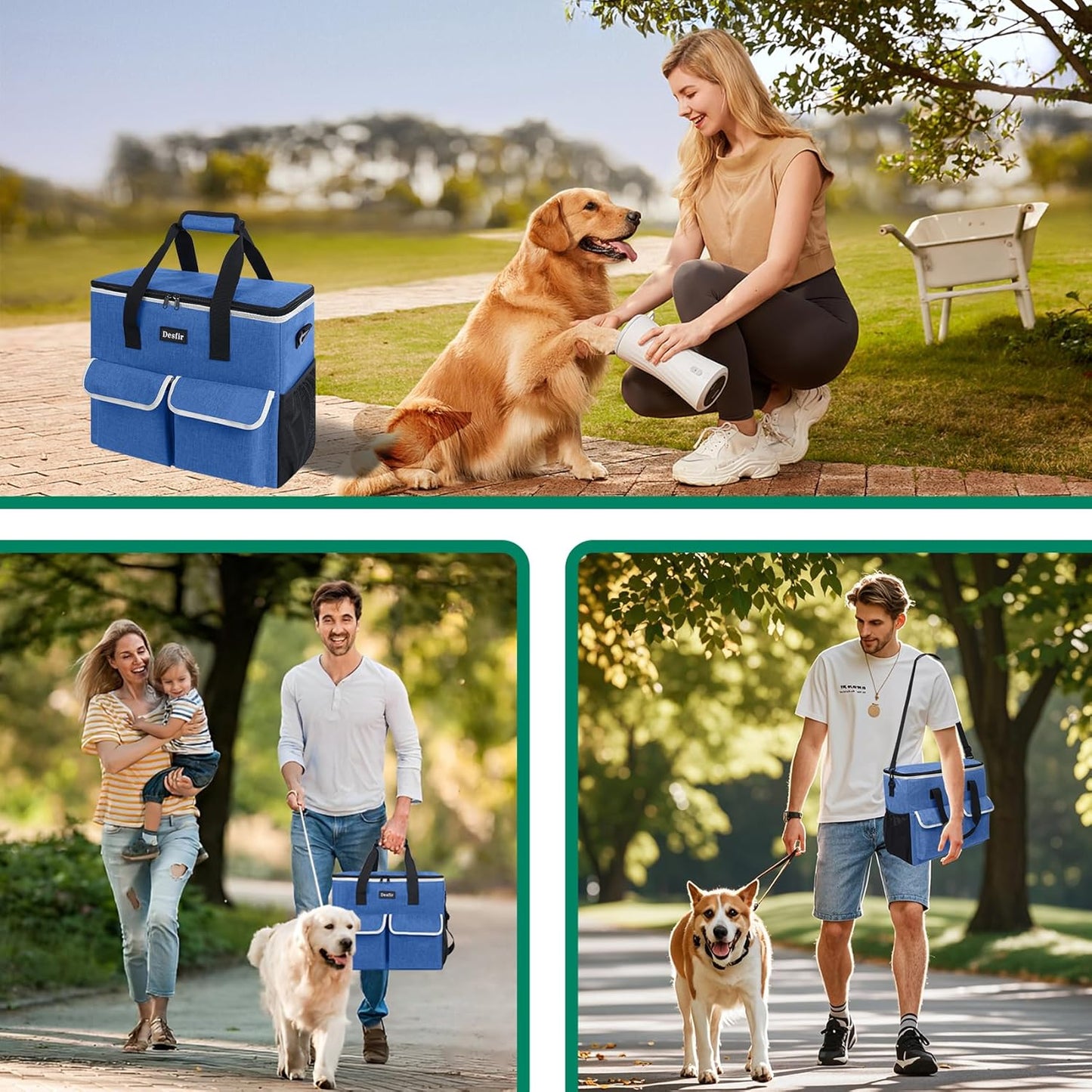 Large Pet Travel Bag Organizer - Dog & Cat Tote with Food Containers, Bowls, Feeding Mat, Perfect for Camping, Hiking (Multi-Pocket Design)