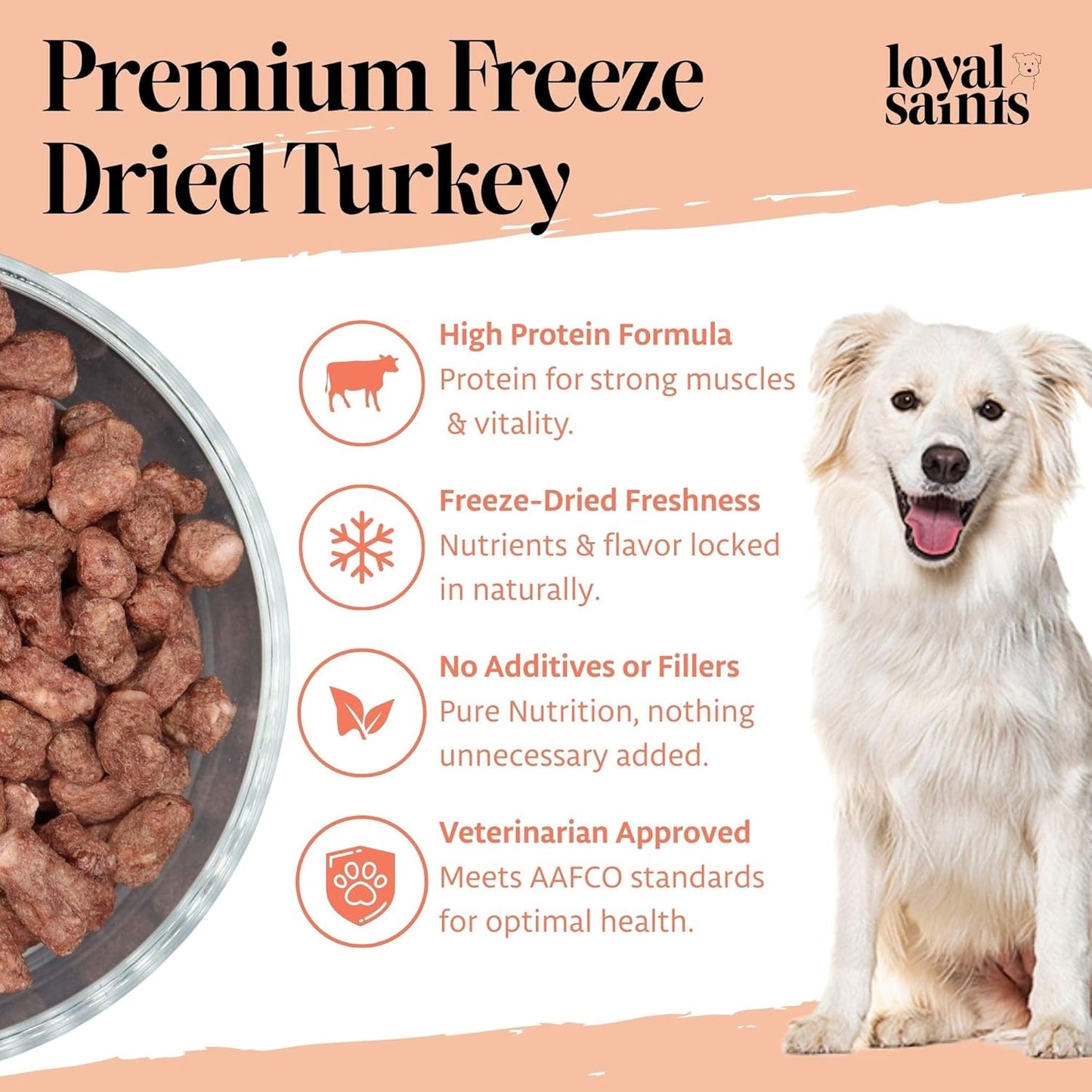 Freeze Dried Raw Dog Food - Premium Turkey and Salmon Flavor with High Protein and Grain Free Dog Food for All Breeds and Picky Eaters - Versatile as Meal Topper, Snack, and Treats, 5 Oz