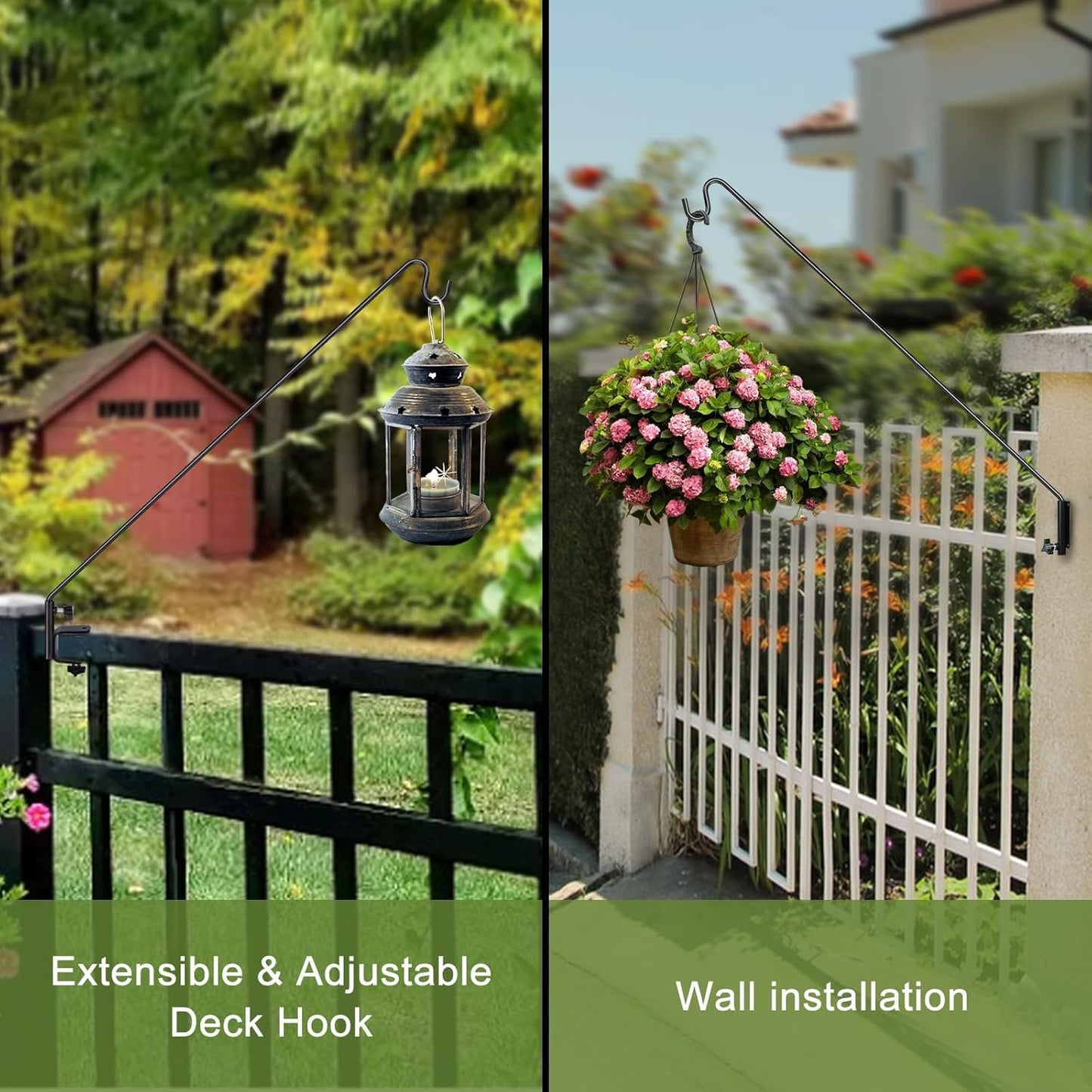 MIXXIDEA Deck Hook Outdoor Hanging Brackets:43 Inches Wall Mounted Hook Plants & Wind Chimes Risk-Free Lanterns Large Wind Chimes Lanterns