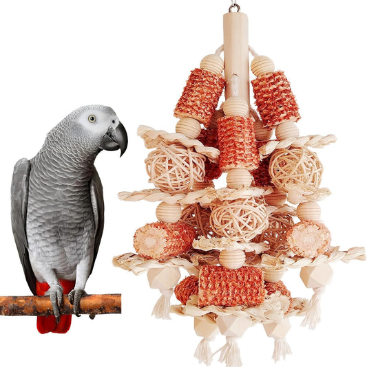 Bird Toys, Natural Corn Stick Parrot Toys Hanging in Bird Cages,for Small and Medium-Sized Macaws,African Grey,Cockatoos,Cockatiel,Sun Conure,Amazon Parrots