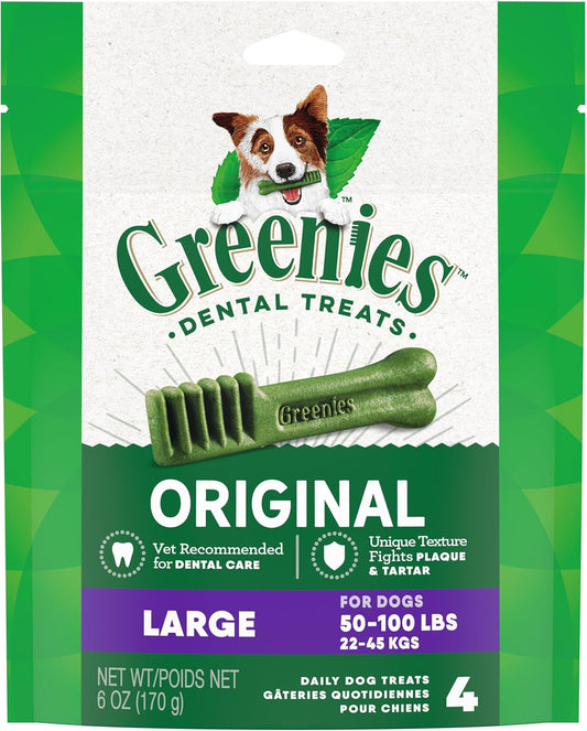 Greenies Original Large Dental Dog Treats, 6 oz. Pack (4 Treats)