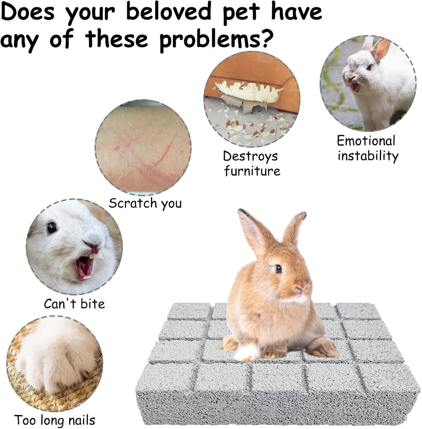 Hamiledyi 2PCS Rabbit Scratching Pads Bunny Lava Grinding Claw Pads Small Animal Foot Pads Hamster Scratch Board Chew Toys for Gerbil Chinchilla Hedgehog Guinea Pig Cage Accessories