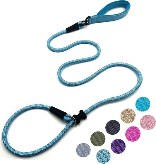 Slip Lead Dog Leash,Strong Nylon Rope Leash and Padded Handle,No Pull Outdoor Walking Training Lead for Small Medium Large Dogs(Light Bule, 1/2"×6ft)