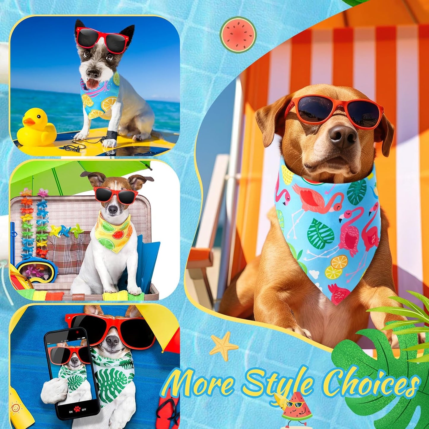 Chunful 100 Pieces Dog Bandanas Bulk Summer Pet Bandanas Pack Triangle Scarf Bib Kerchief Set for Small Large Dog Costume Accessories Decoration(31.5 x 21.7 x 21.7,Fruit)
