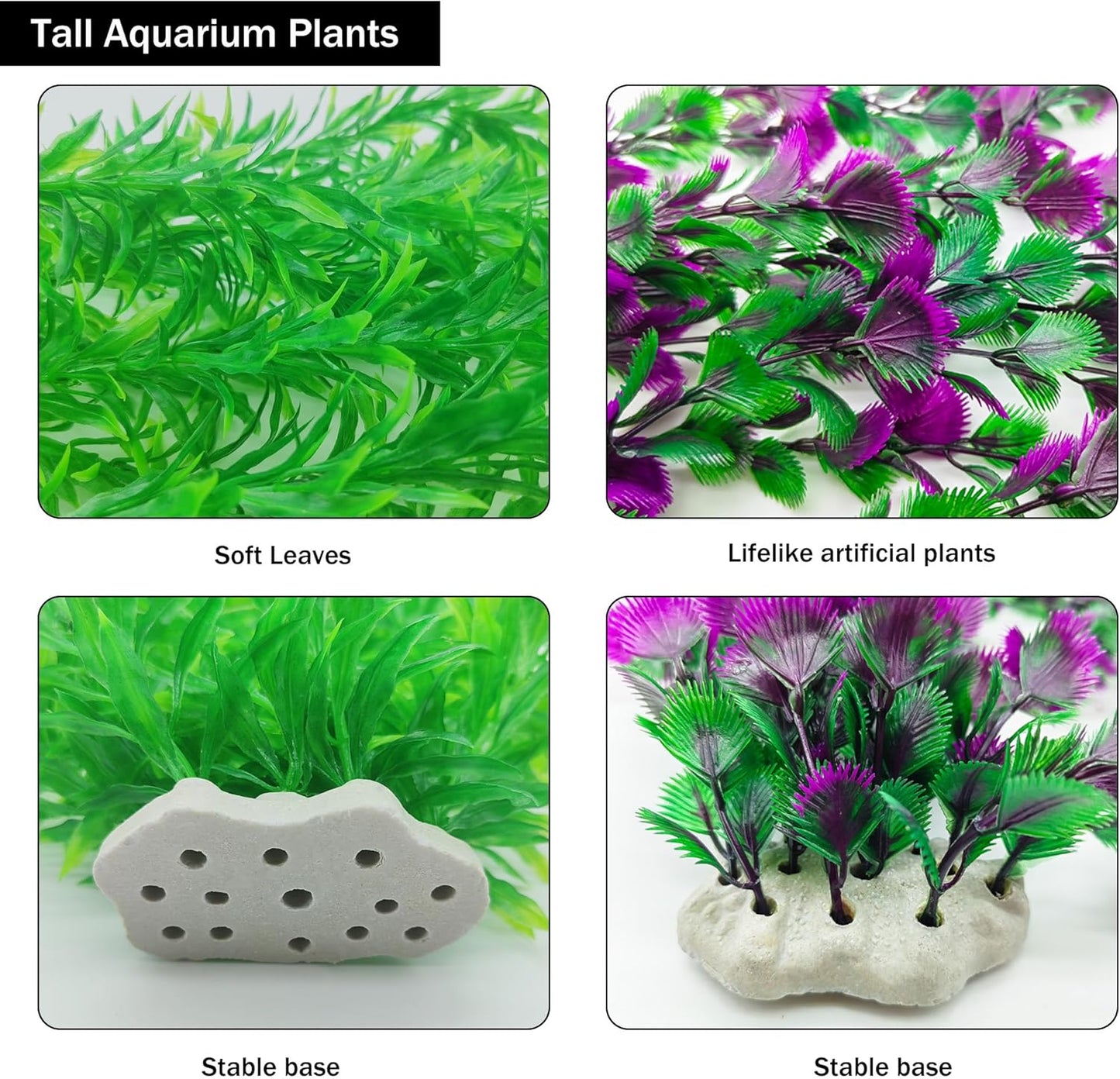 20.47 Inch Tall Aquarium Plants – Large Lifelike Artificial Fish Tank Decorations, 2 Pcs Fish Tank Plants Plastic,Durable & Safe for Freshwater/Saltwater Aquariums (Green (Style D))