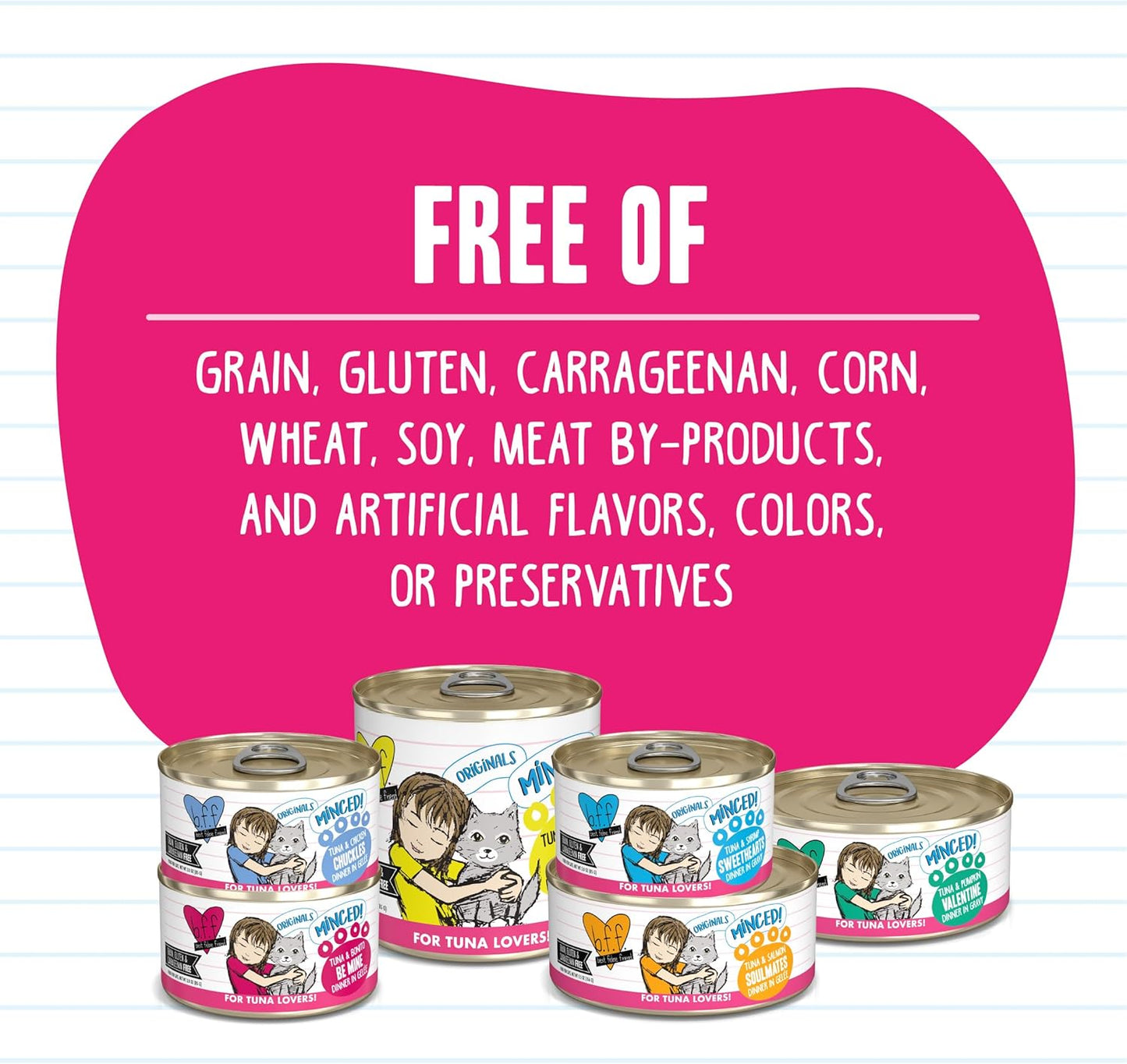 Weruva BFF Minced Natural Wet Cat Food, Tuna and Shrimp Sweethearts in Gravy, 5.5oz Can, Pack of 24