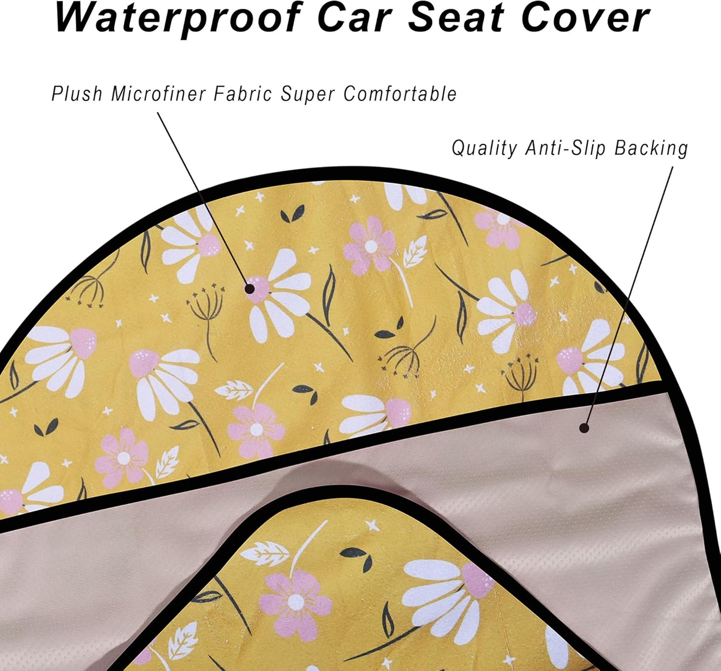 Car Seat Cover Protector Front Seats,for Gym Workout,Running,Swimming,Beach and Hiking,Waterproof Sweat Towel Bucket Seat Covers for Cars SUV Trucks (Chamomile and Yellow, 1Pcs)
