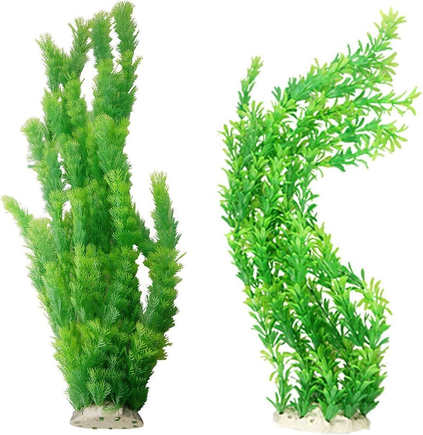 Hamiledyi Aquarium Plants Plastic Decor Fish Tank Green Decorations Plants Ornament Safe for All Fish,Extra Large 23-inch Tall, 2 Pack(Green Style A)