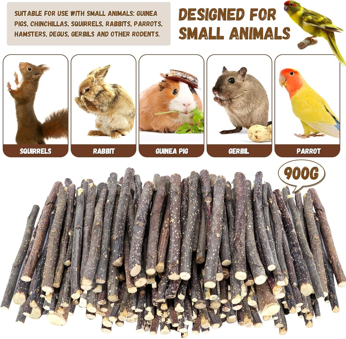 900g/2lb Small Apple Sticks Animals Molar Wood Treats Toys for Rabbits Chinchillas Guinea Pig Hamster Gerbil Parrot Bunny and Small Animals Chew Stick Toys Treats