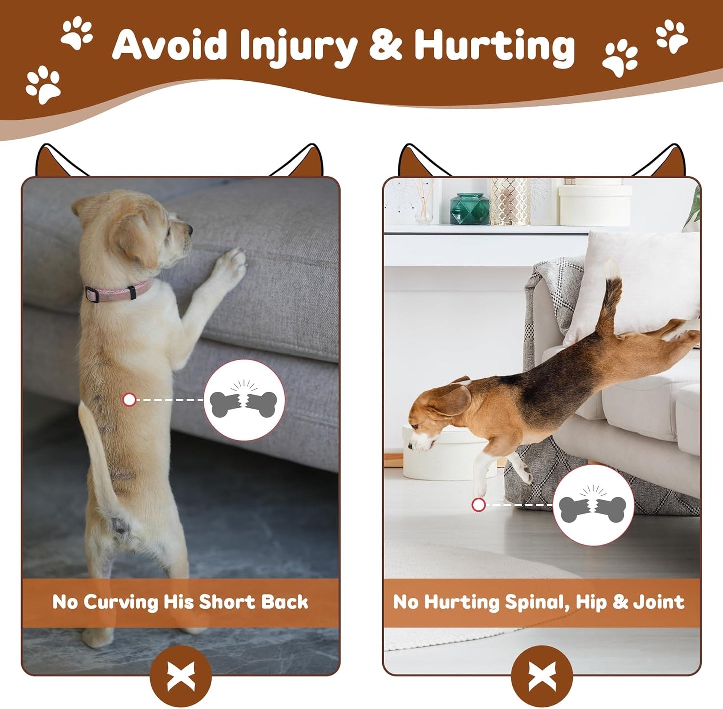 Onelike Wooden Dog Ramp for Bed with Removable Side Rail and Non-Slip Carpet, Stable Pet Ramp Stair for Couch Sofa for Small & Large & Senior Dogs, 74" Long Ramp White