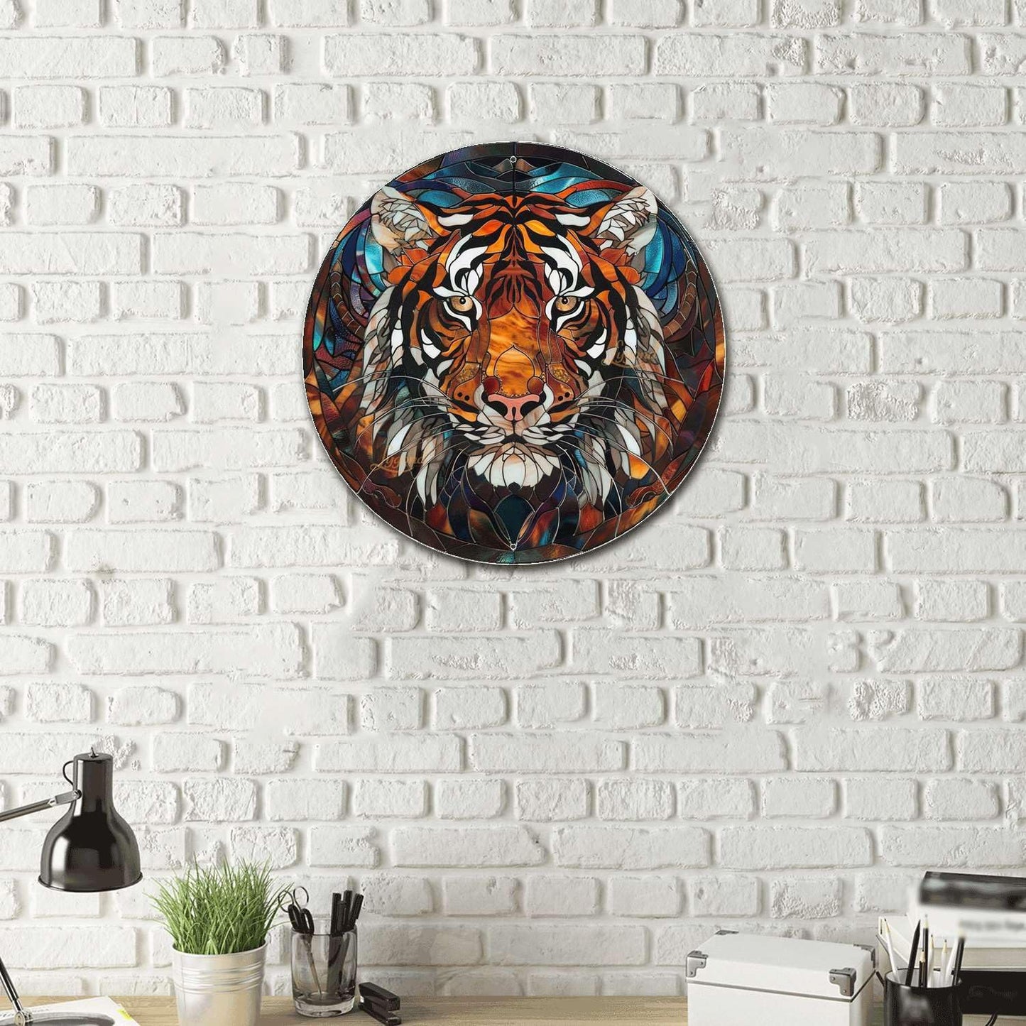 Lygond Metal Sign - Circular Stained Glass Tigle Sign For Bar - 88 Inches